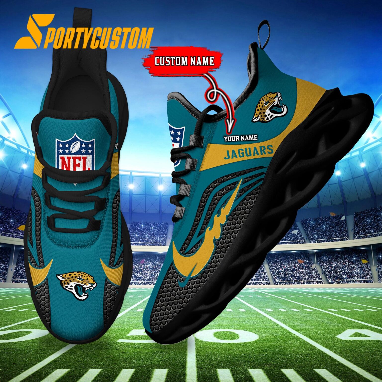NFL Jacksonville Jaguars Football Team New Design Max Soul Shoes Sneaker