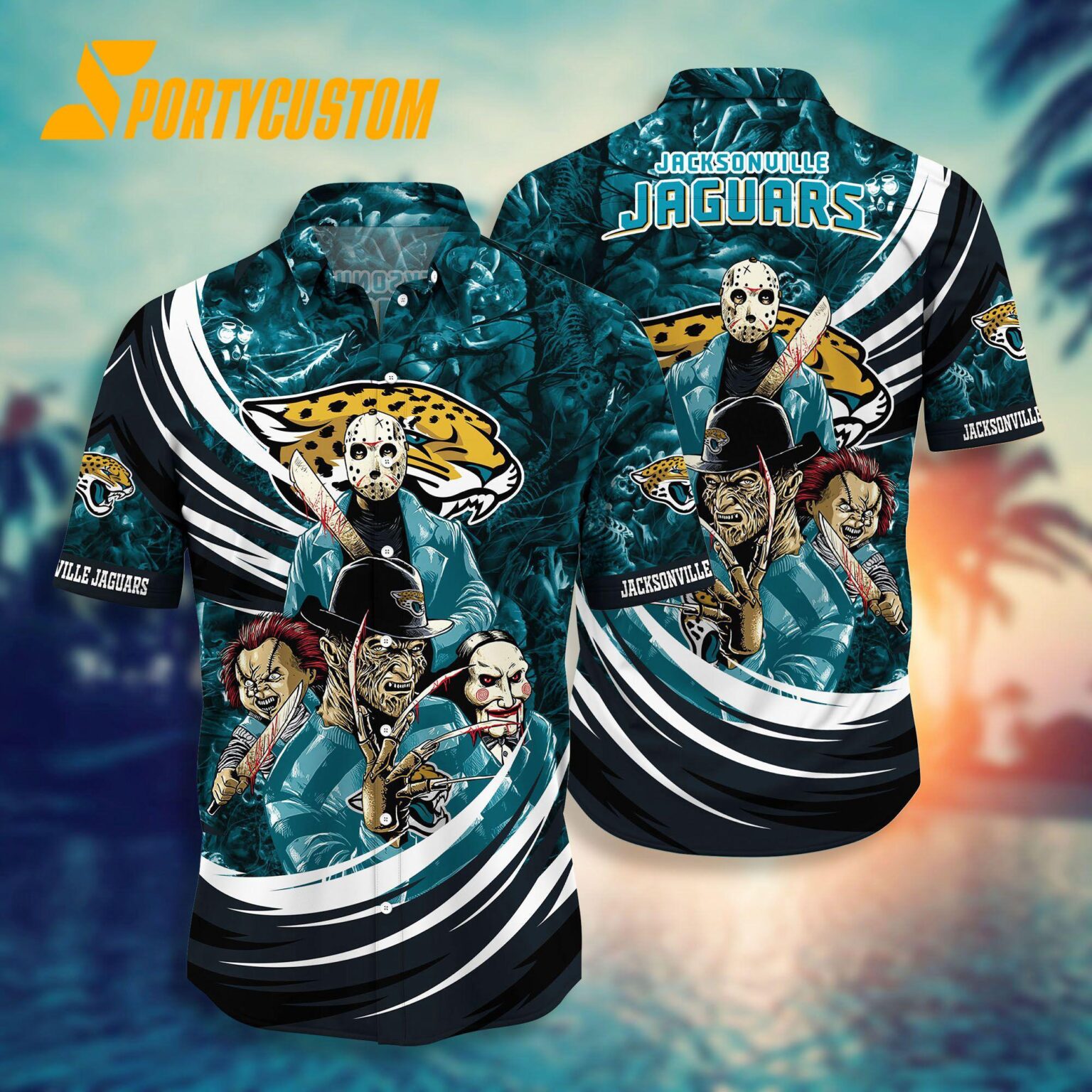 NFL Jacksonville Jaguars Halloween Horror Movies Summer Hawaiian Shirts