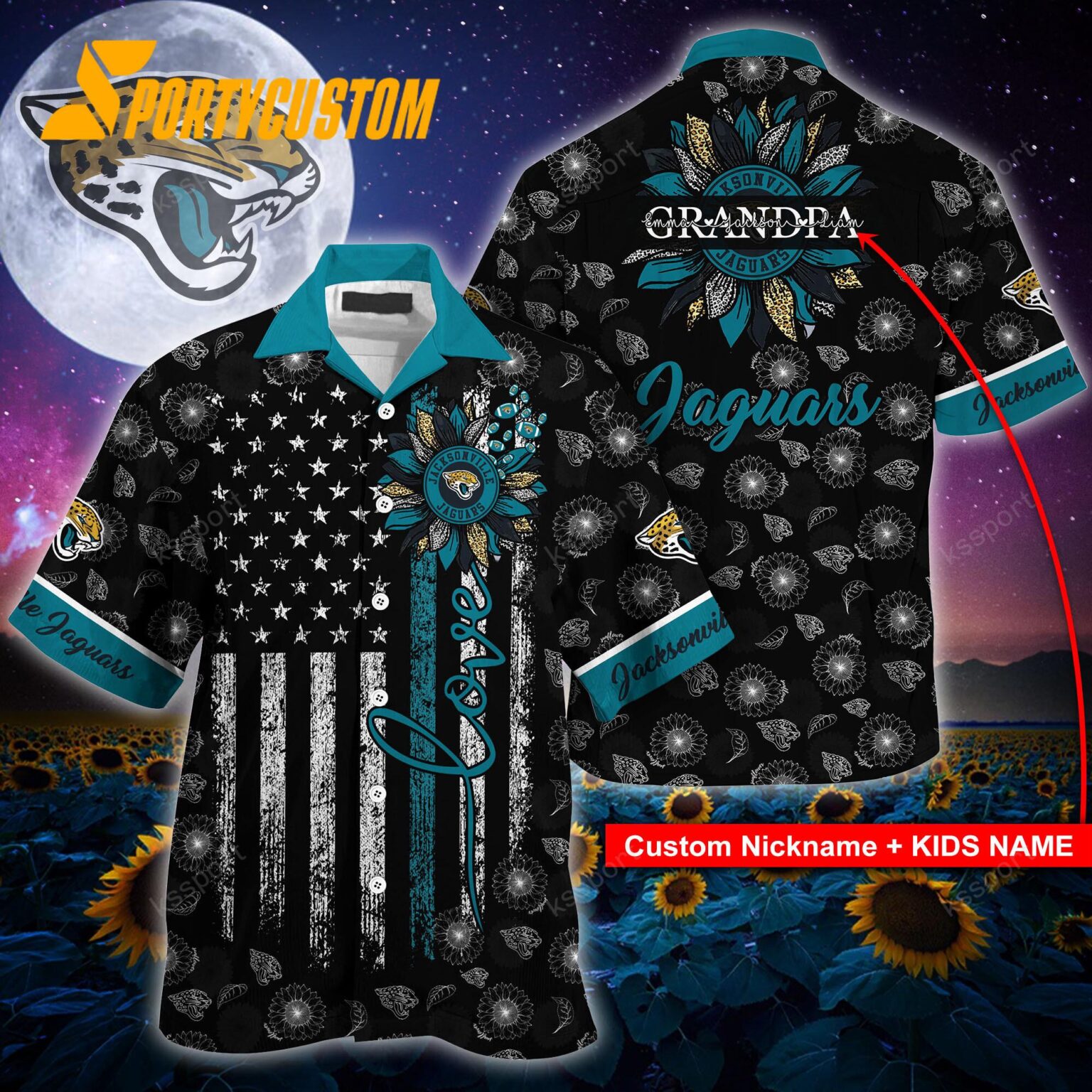 NFL Jacksonville Jaguars Sunflower For Mother Day Father Day Hawaiian Shirt