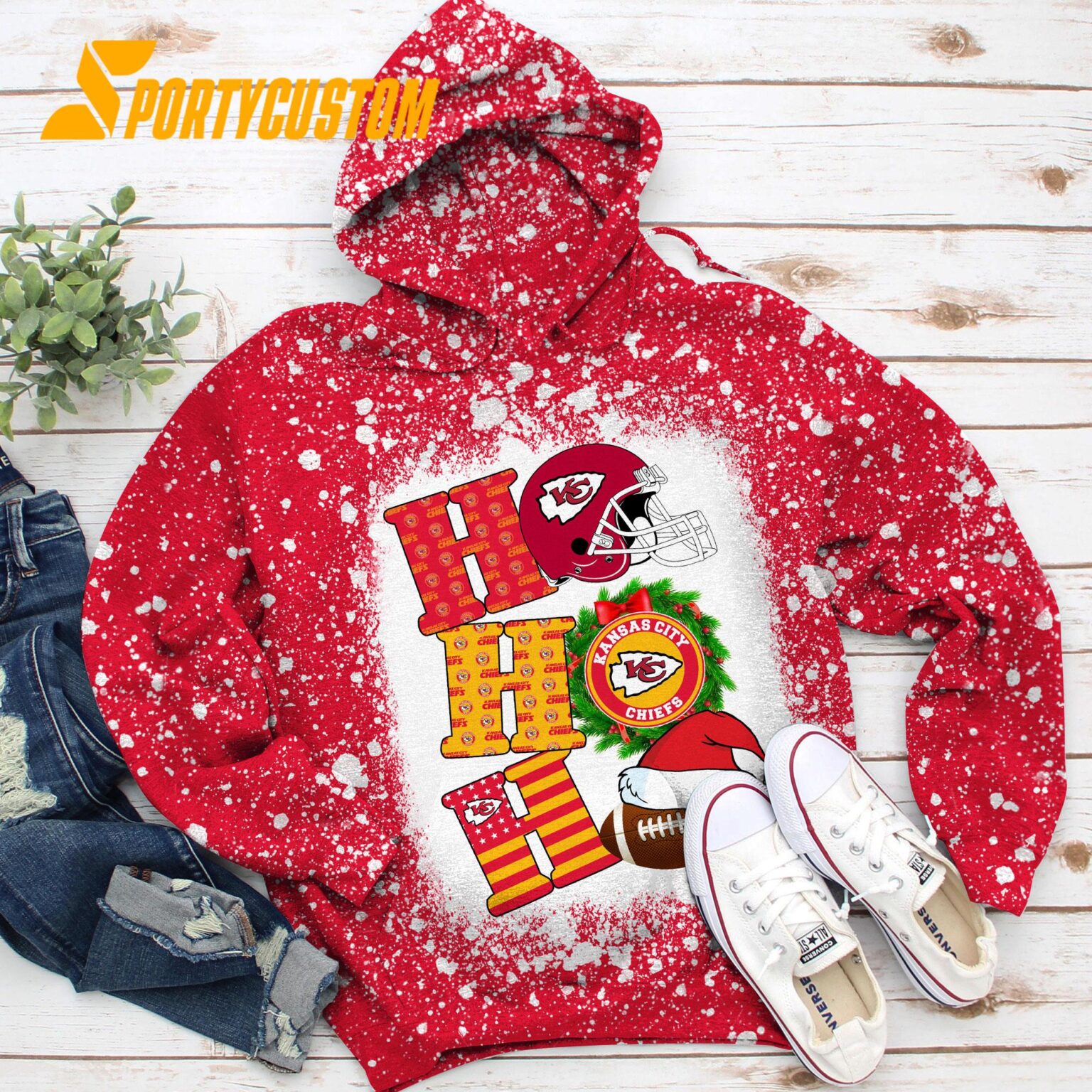NFL Kansas City Chiefs Football Santa Hats HoHoHo Christmas Unisex TShirt, Hoodie, Sweatshirt