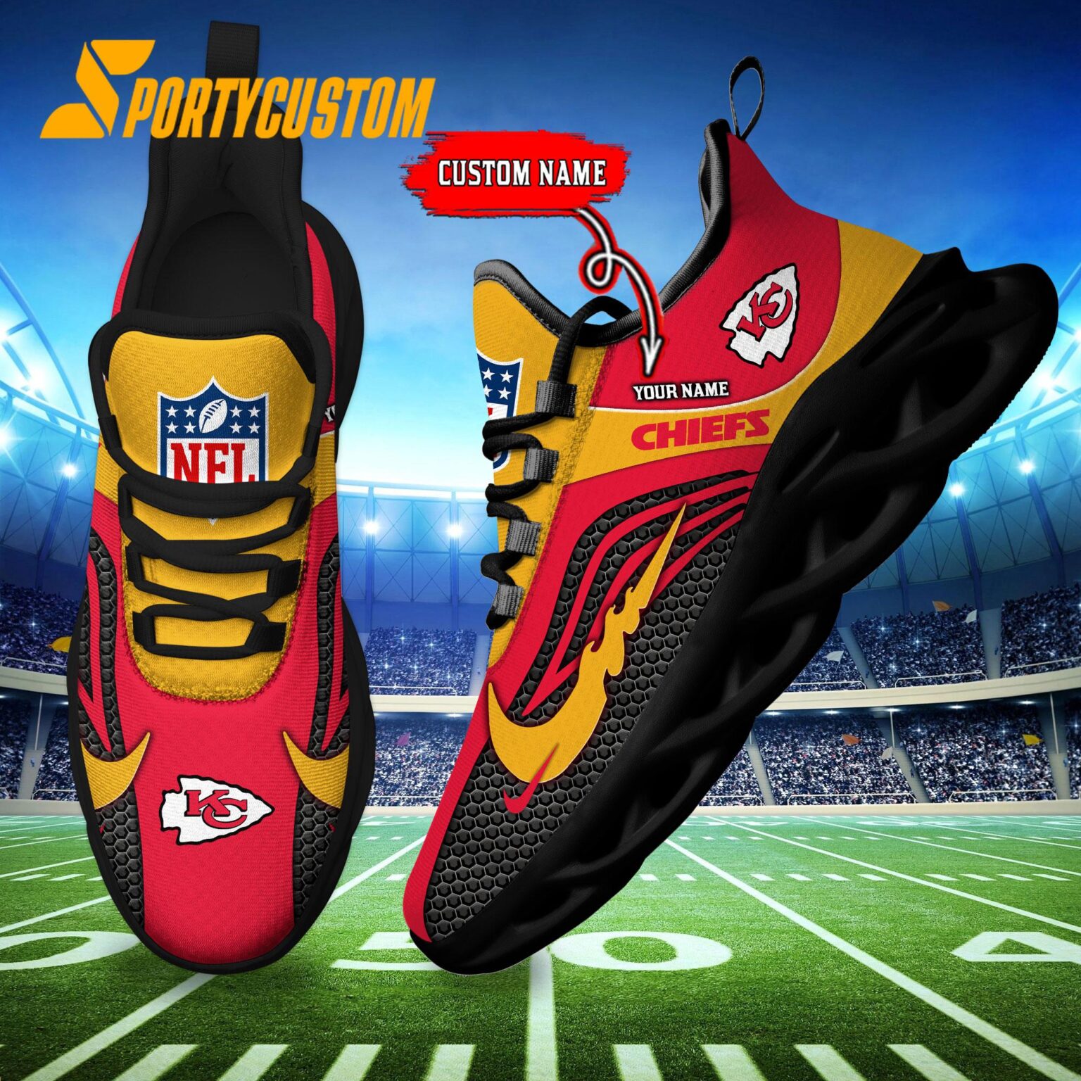NFL Kansas City Chiefs Football Team New Design Max Soul Shoes Sneaker