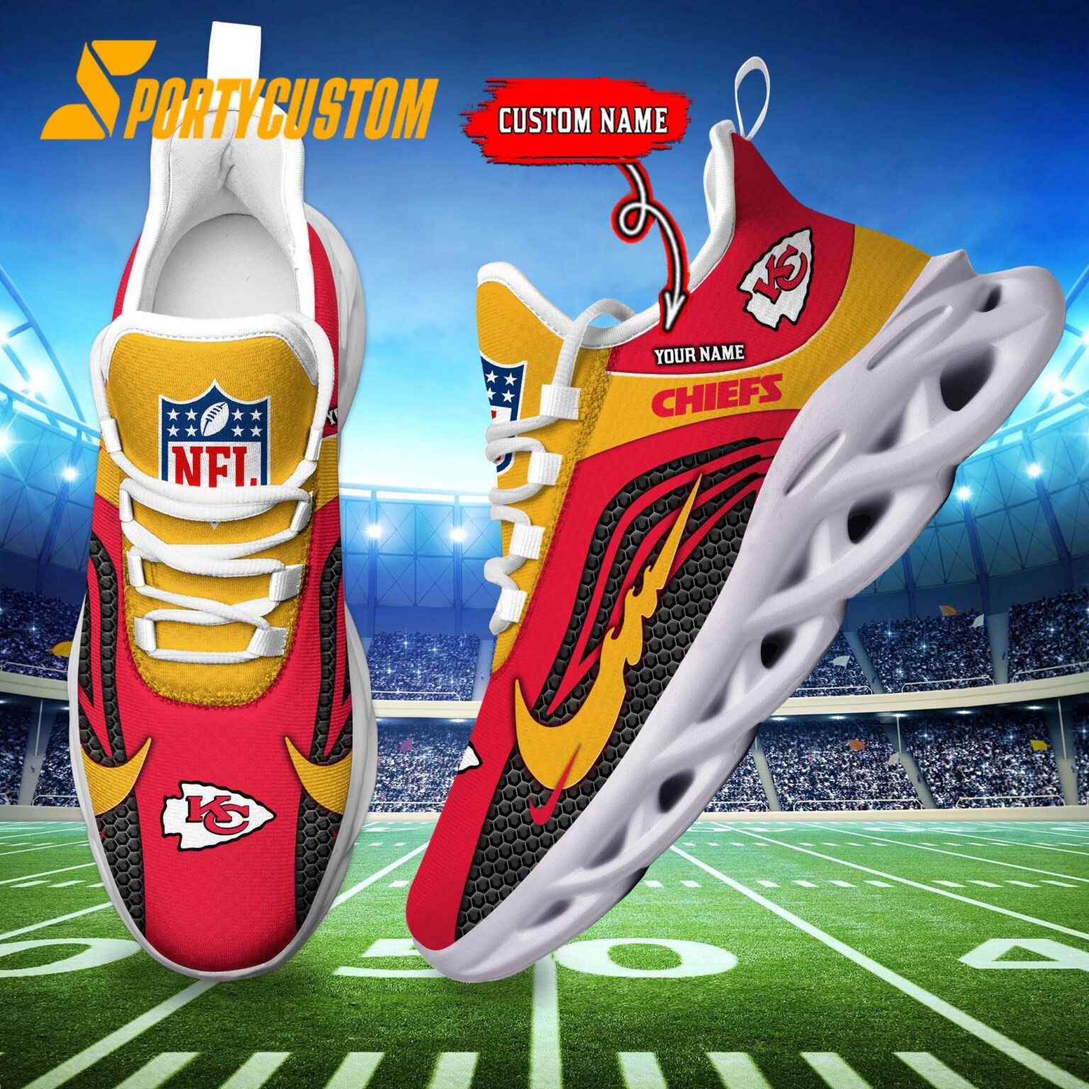 NFL Kansas City Chiefs Football Team New Design Max Soul Shoes Sneaker