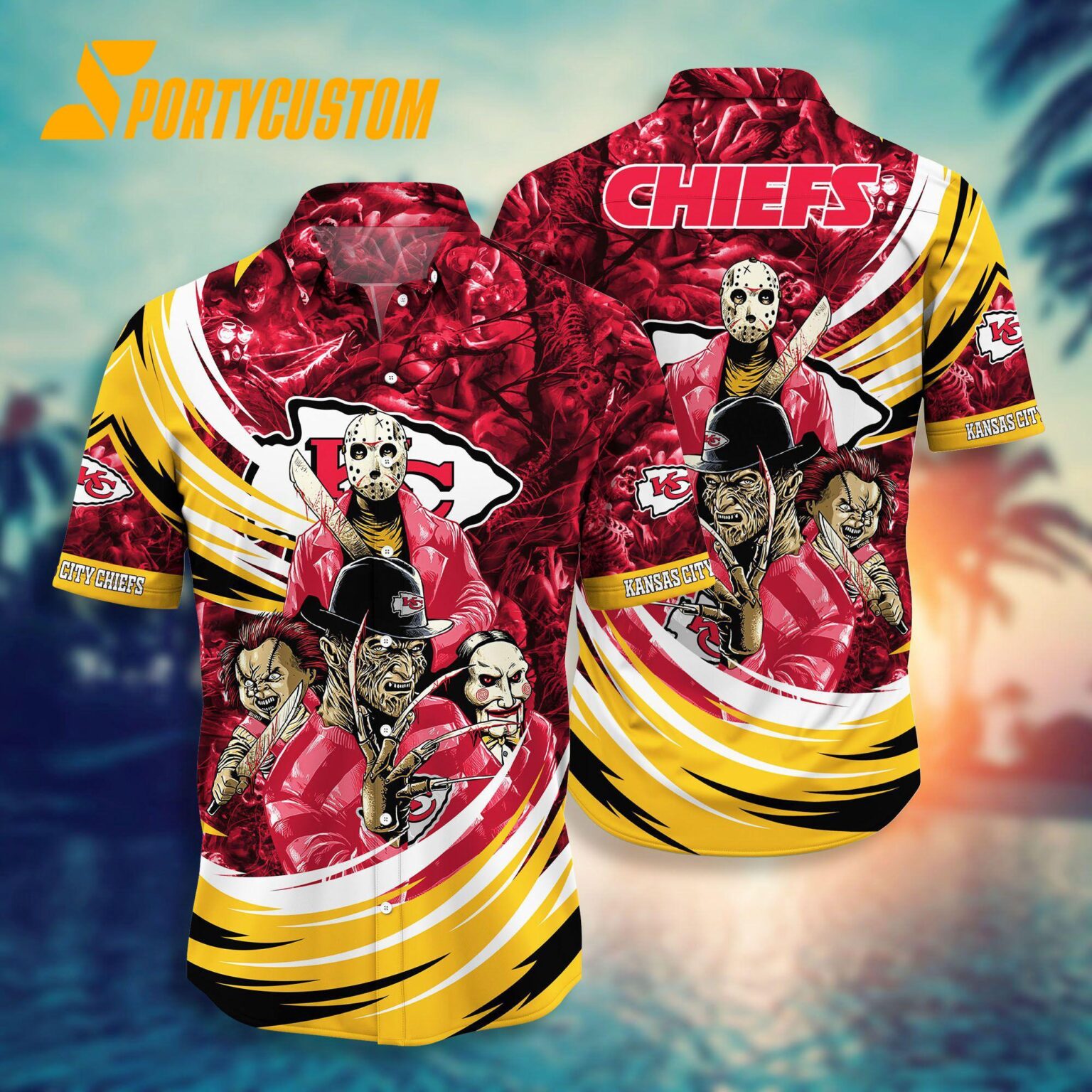 NFL Kansas City Chiefs Halloween Horror Movies Summer Hawaiian Shirts