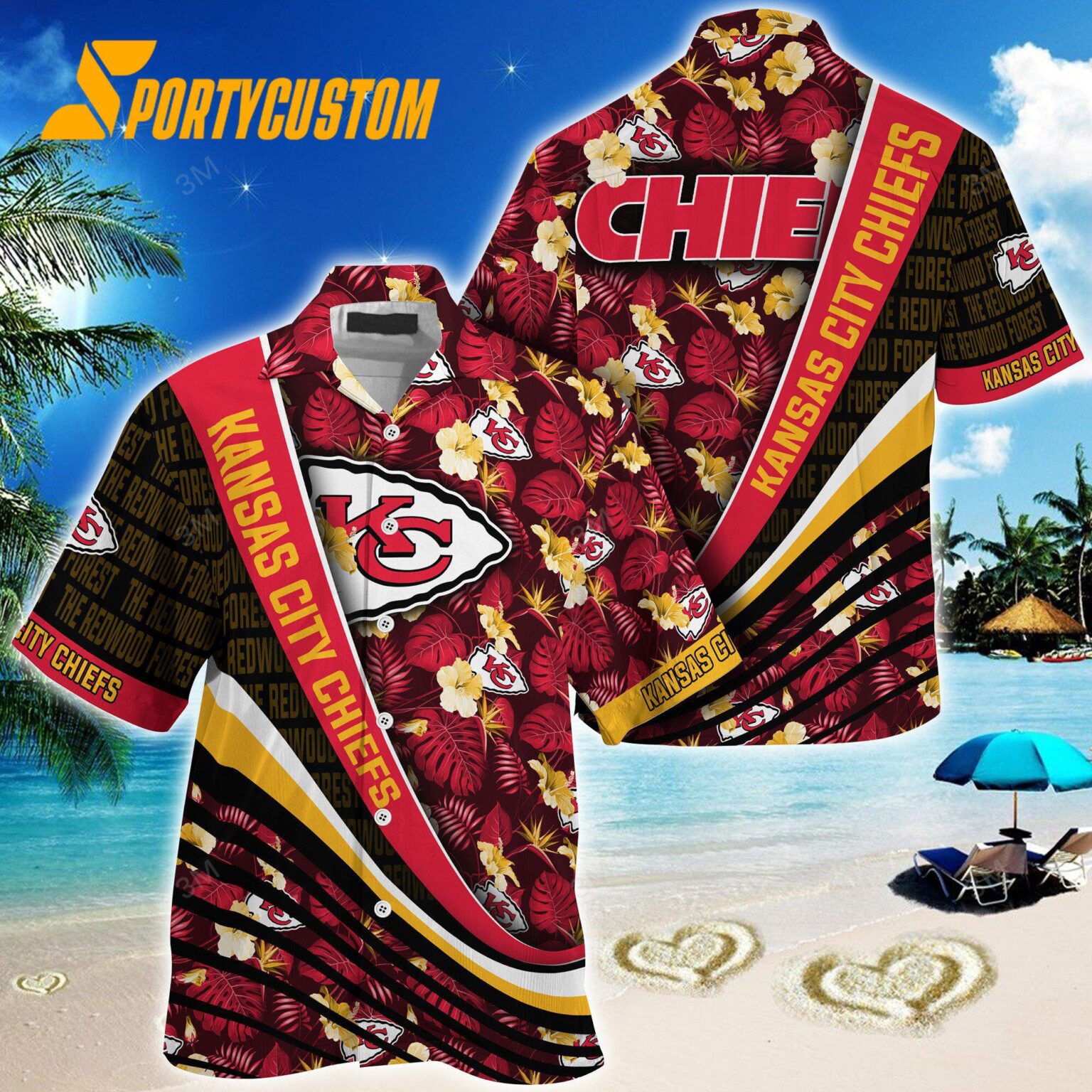 NFL Kansas City Chiefs Summer Hawaii Shirt With Tropical Flower Pattern