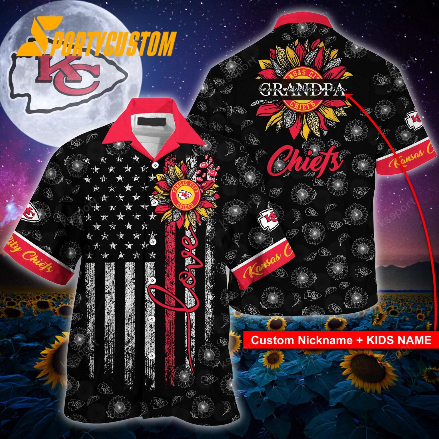 NFL Kansas City Chiefs Sunflower For Mother Day Father Day Hawaiian Shirt