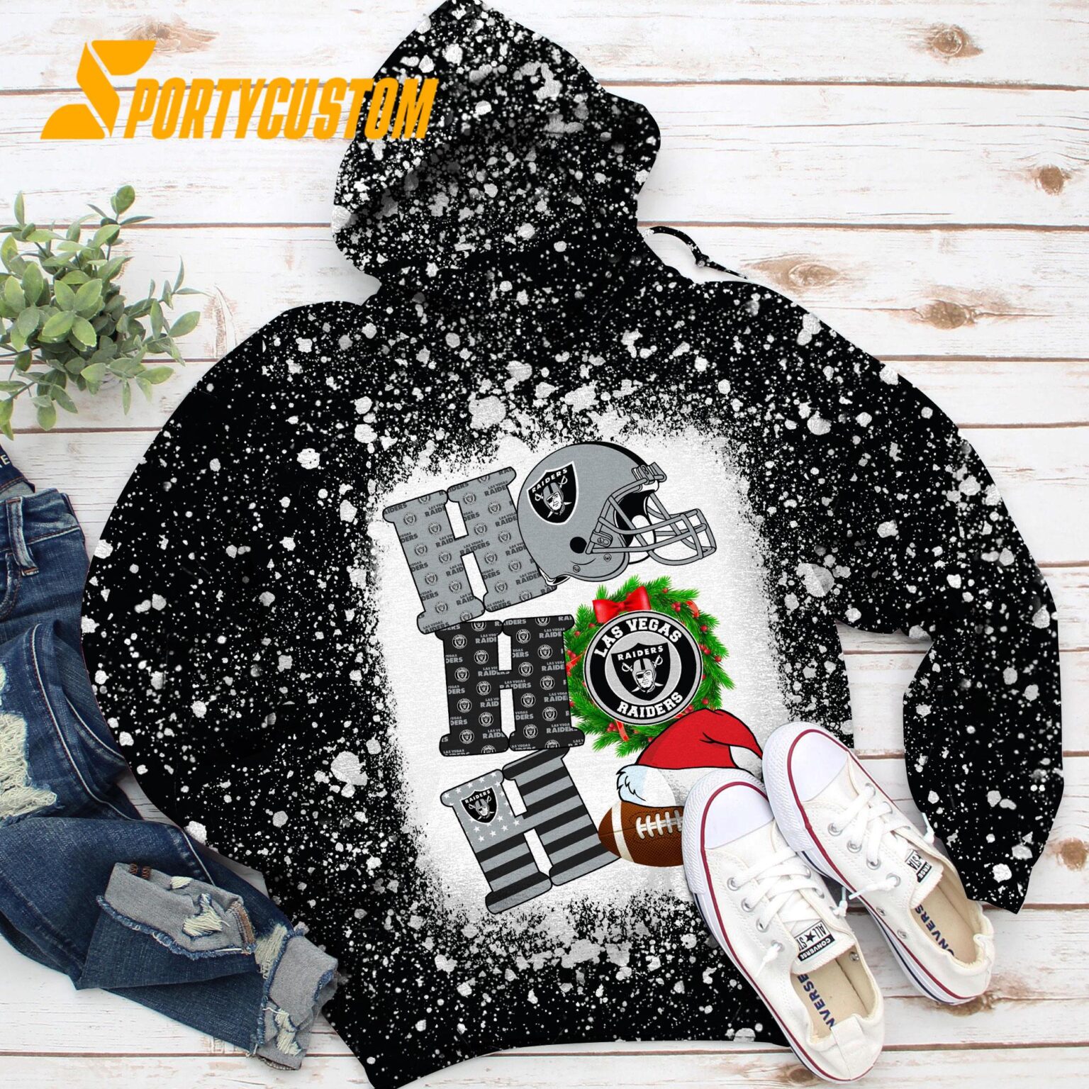 NFL Las Vegas Raiders Football Santa Hats HoHoHo Christmas Unisex TShirt, Hoodie, Sweatshirt