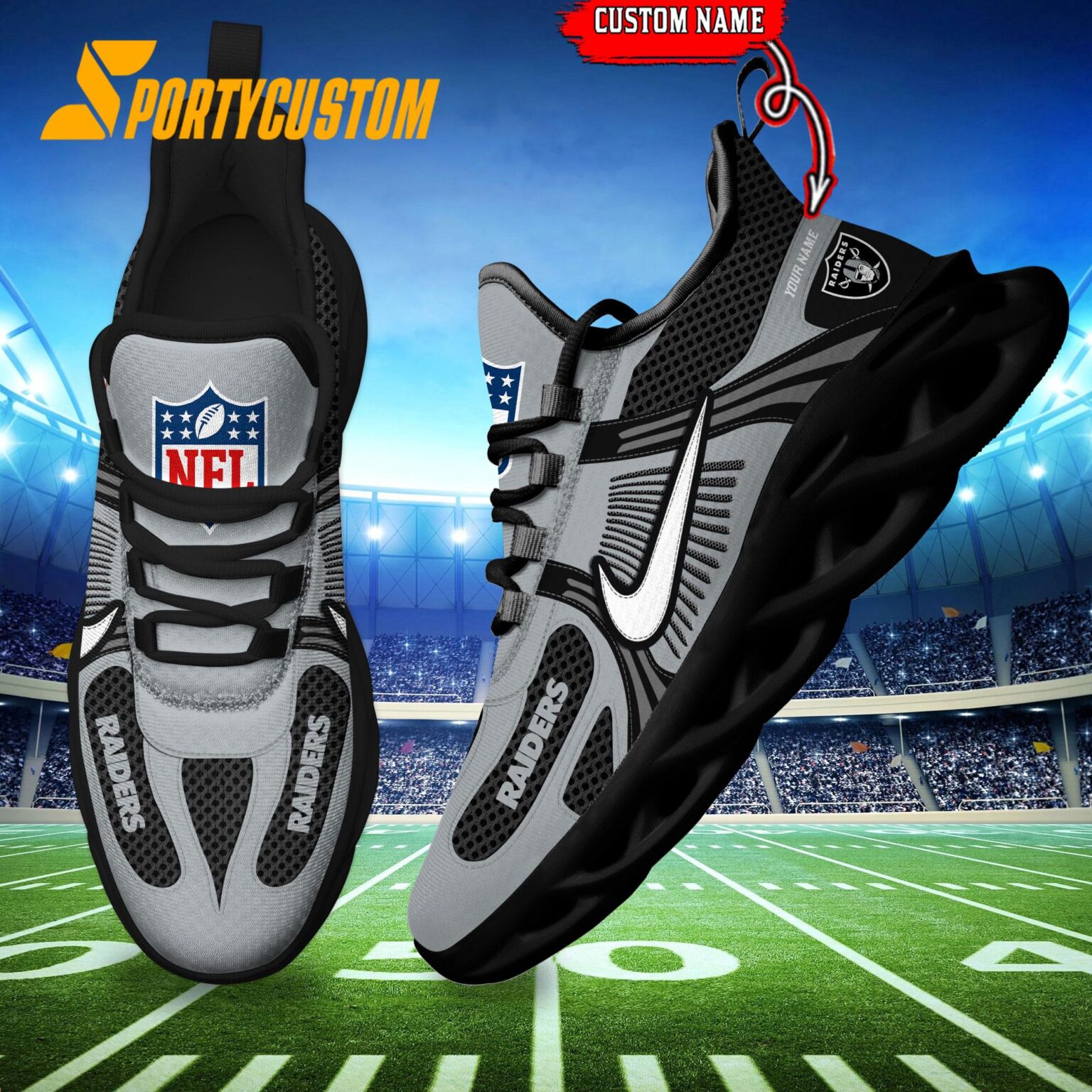 NFL Las Vegas Raiders Logo Football Team New Season Max Soul Shoes