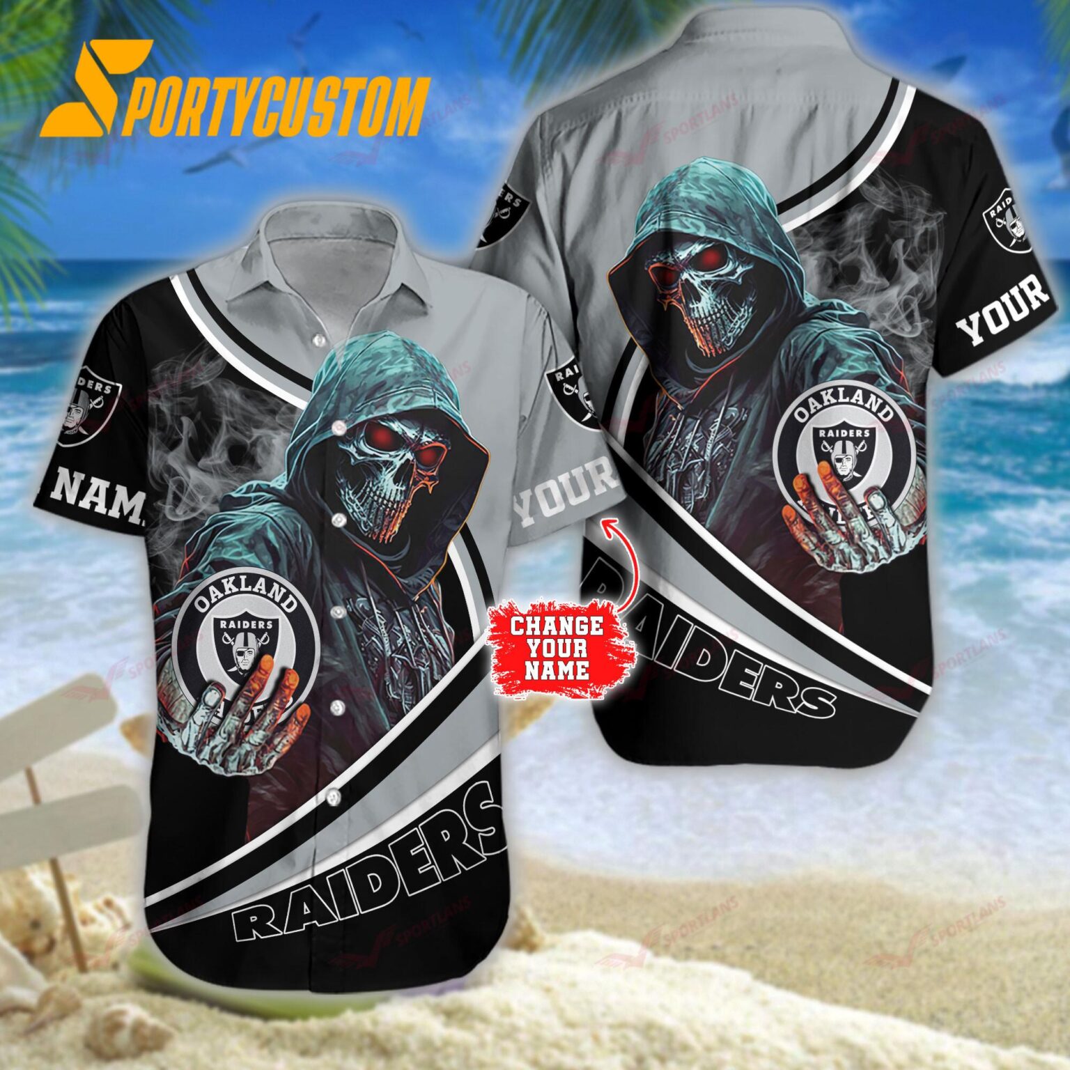 NFL Las Vegas Raiders Personalized Skull Football Summer Hawaiian Shirt