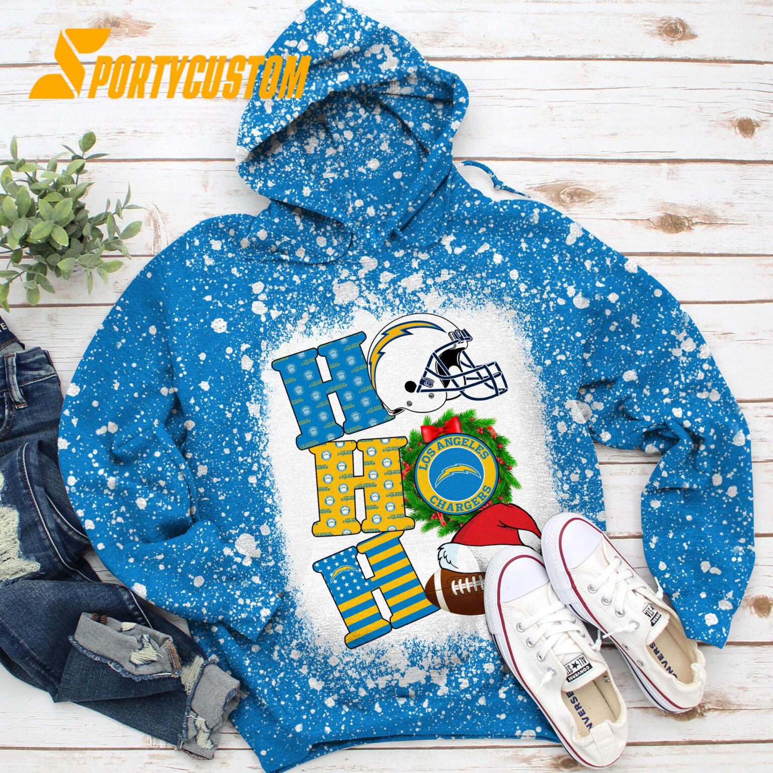 NFL Los Angeles Chargers Football Santa Hats HoHoHo Christmas Unisex TShirt, Hoodie, Sweatshirt