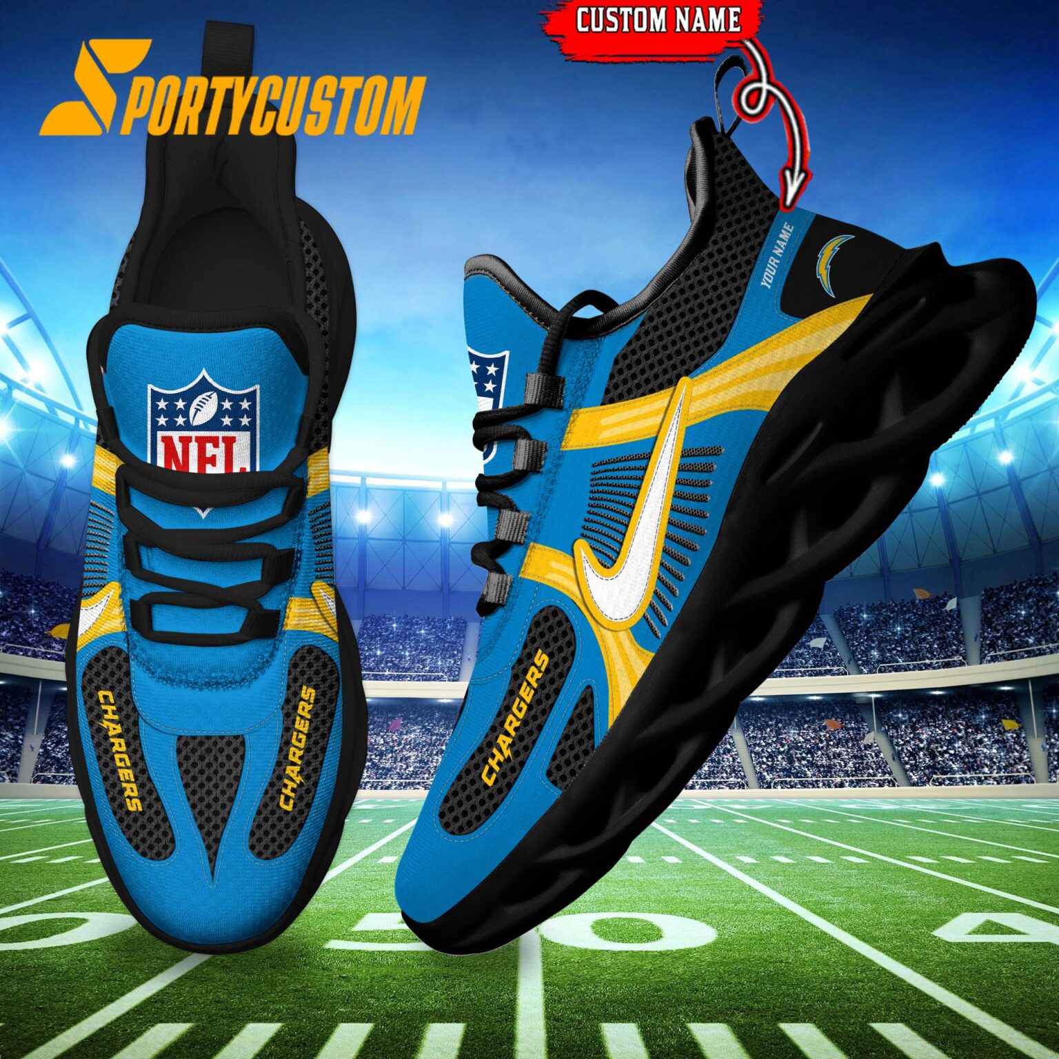 NFL Los Angeles Chargers Logo Football Team New Season Max Soul Shoes