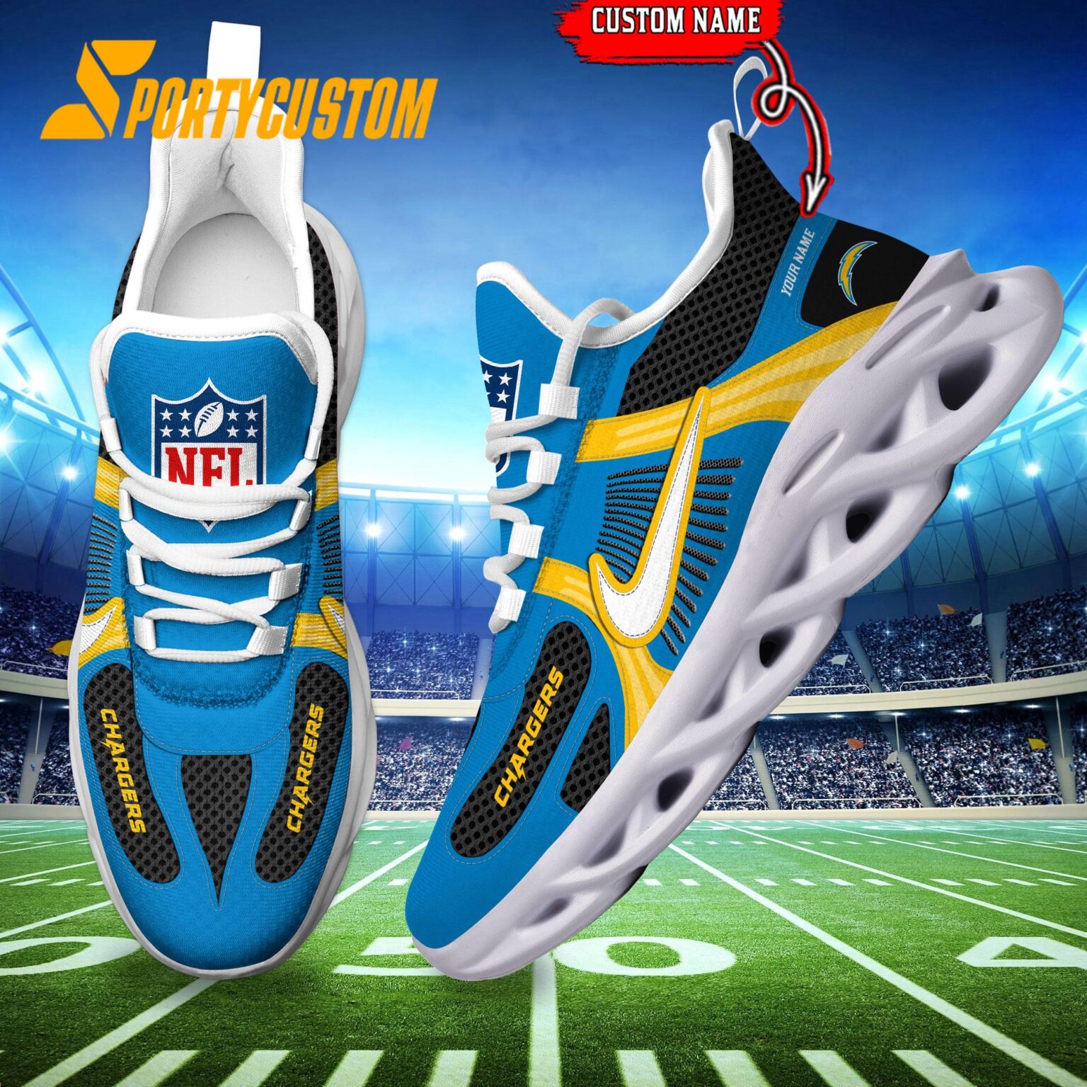 NFL Los Angeles Chargers Logo Football Team New Season Max Soul Shoes
