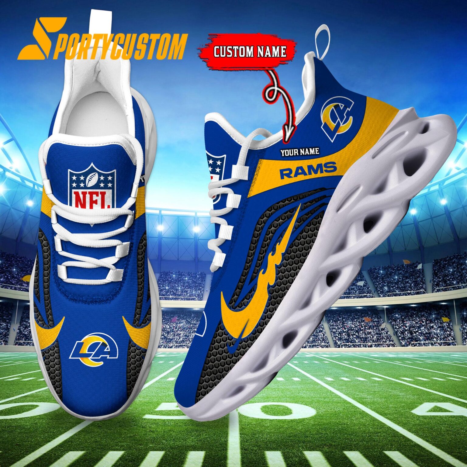 NFL Los Angeles Rams Football Team New Design Max Soul Shoes Sneaker