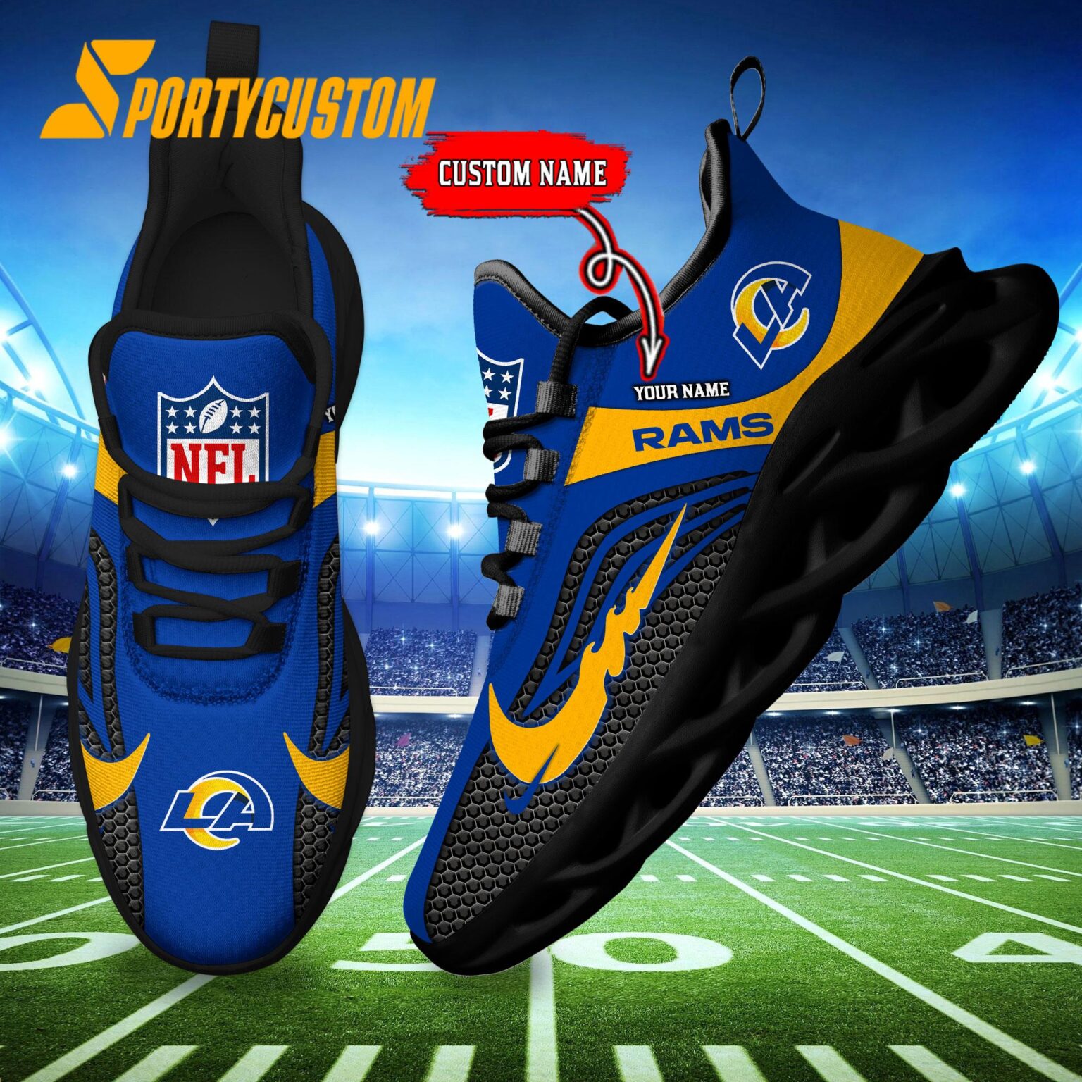 NFL Los Angeles Rams Football Team New Design Max Soul Shoes Sneaker