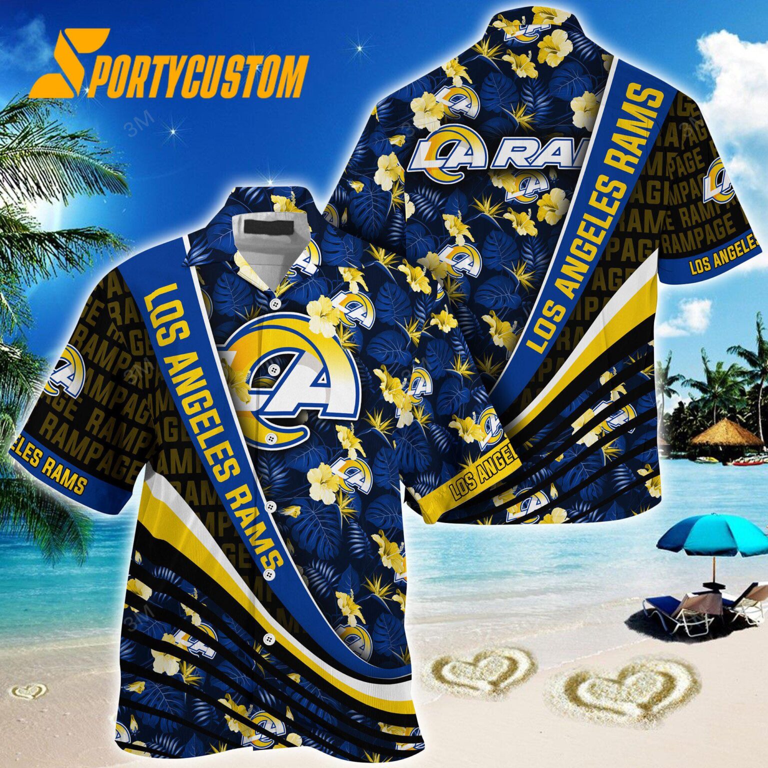 NFL Los Angeles Rams Summer Hawaii Shirt With Tropical Flower Pattern