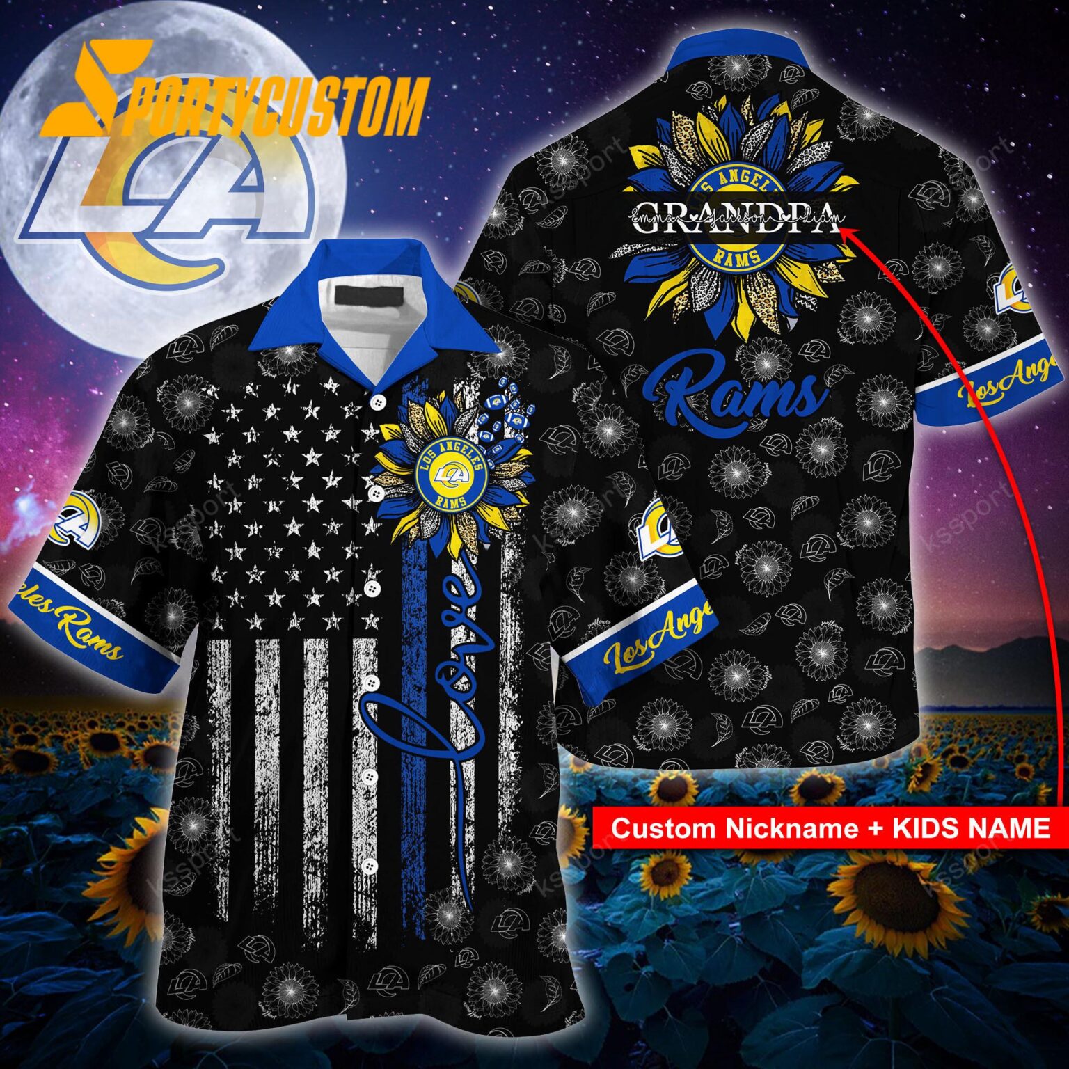 NFL Los Angeles Rams Sunflower For Mother Day Father Day Hawaiian Shirt