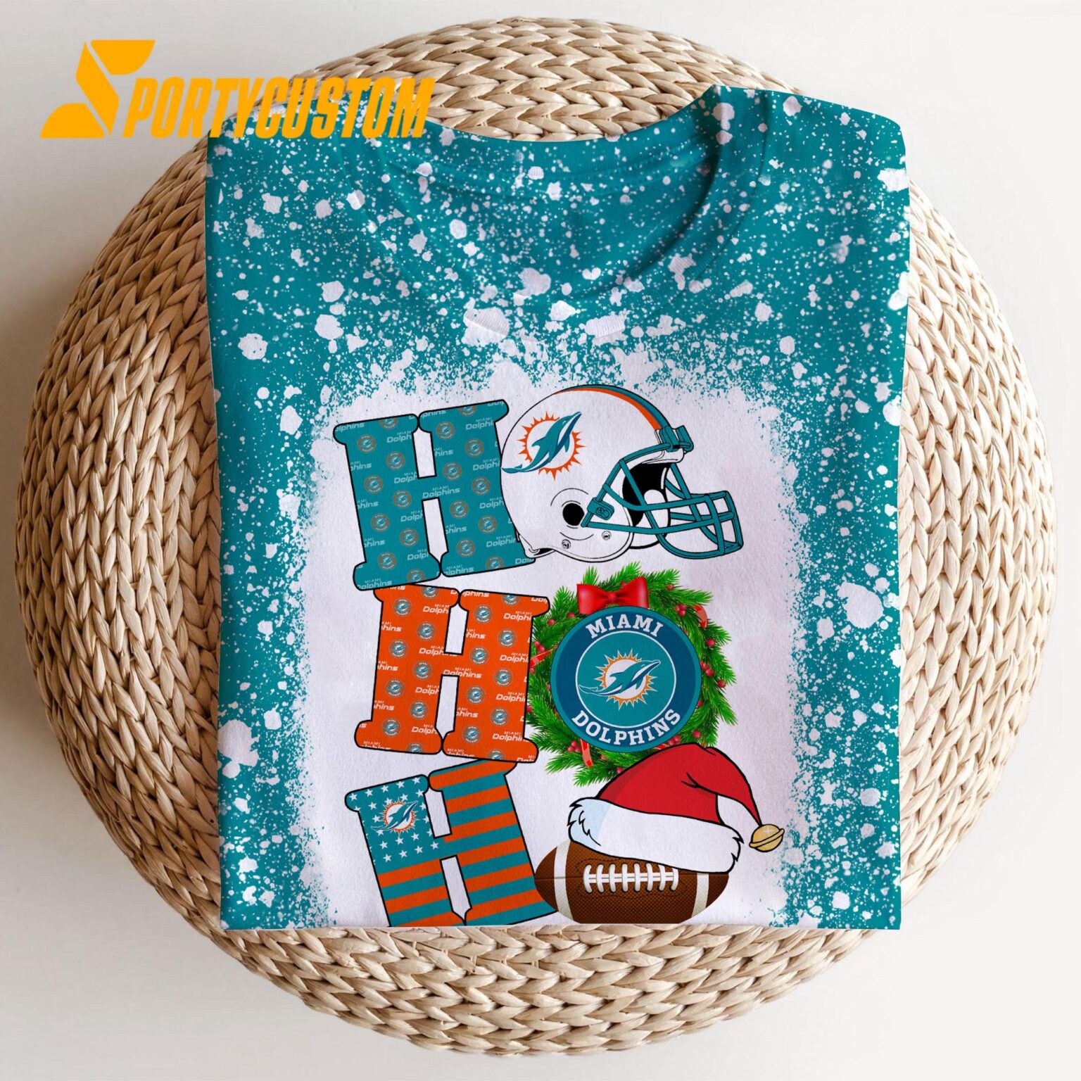 NFL Miami Dolphins Football Santa Hats HoHoHo Christmas Unisex TShirt, Hoodie, Sweatshirt