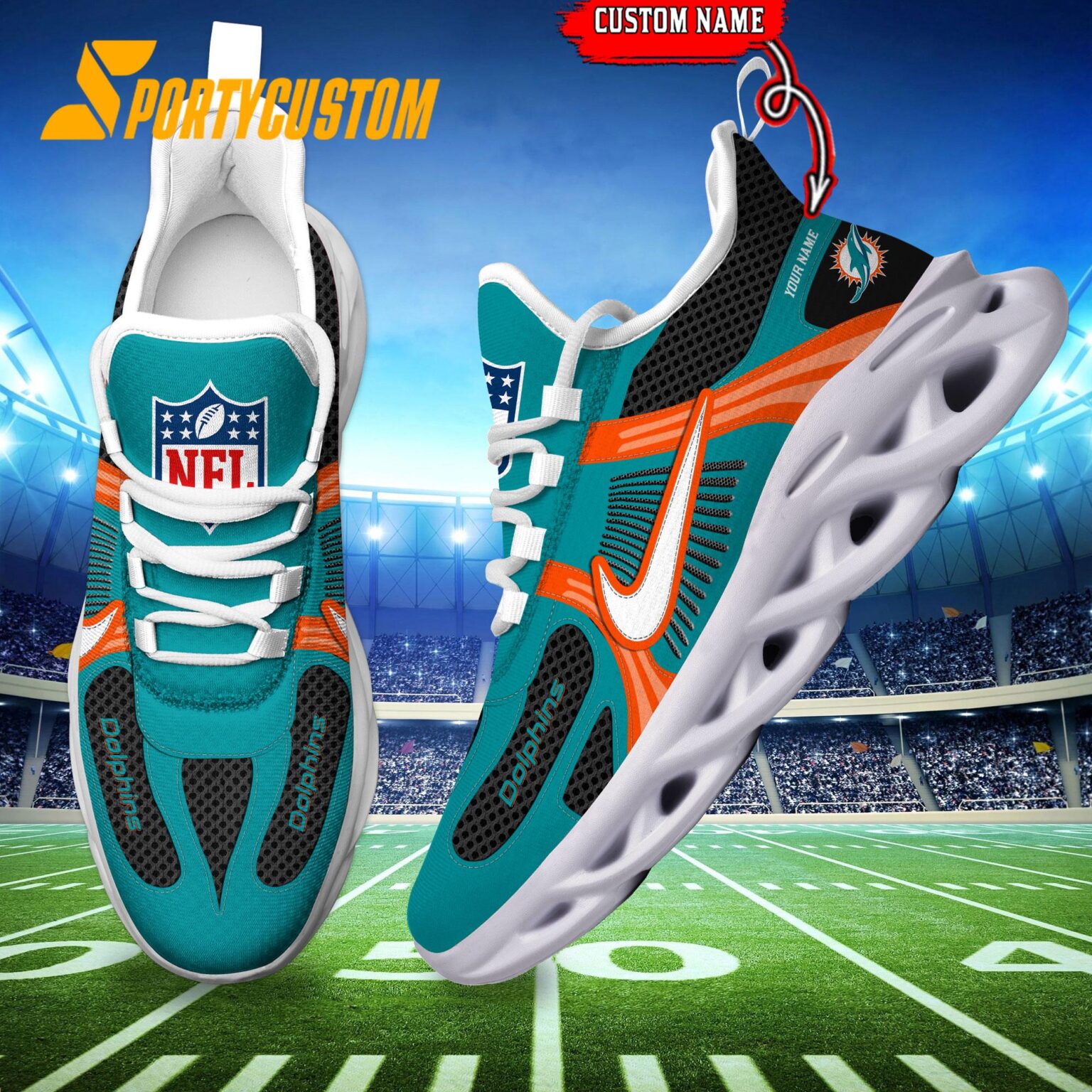 NFL Miami Dolphins Logo Football Team New Season Max Soul Shoes
