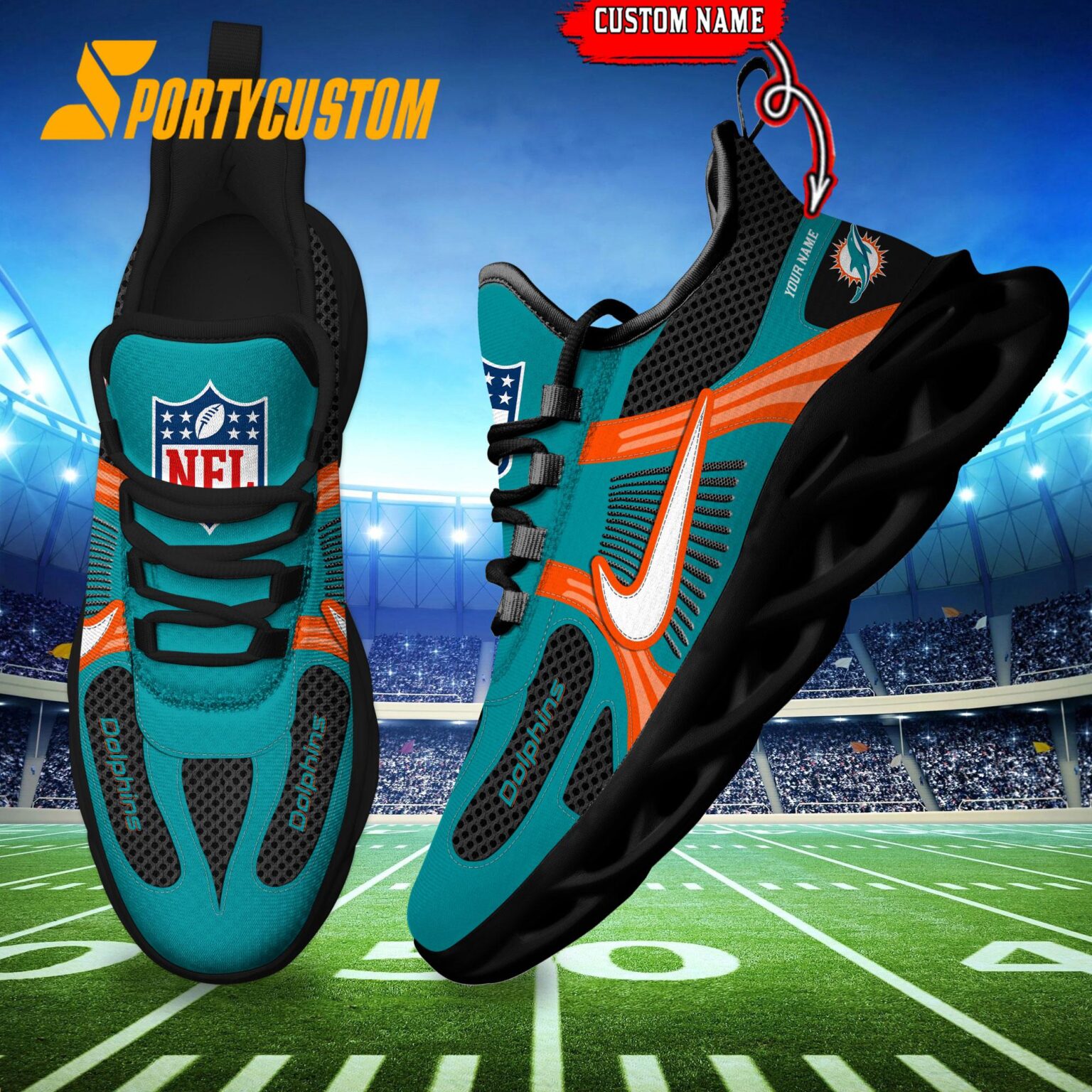 NFL Miami Dolphins Logo Football Team New Season Max Soul Shoes