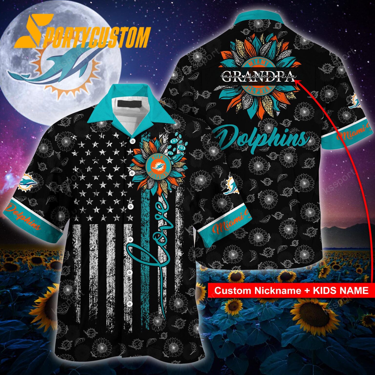 NFL Miami Dolphins Sunflower For Mother Day Father Day Hawaiian Shirt