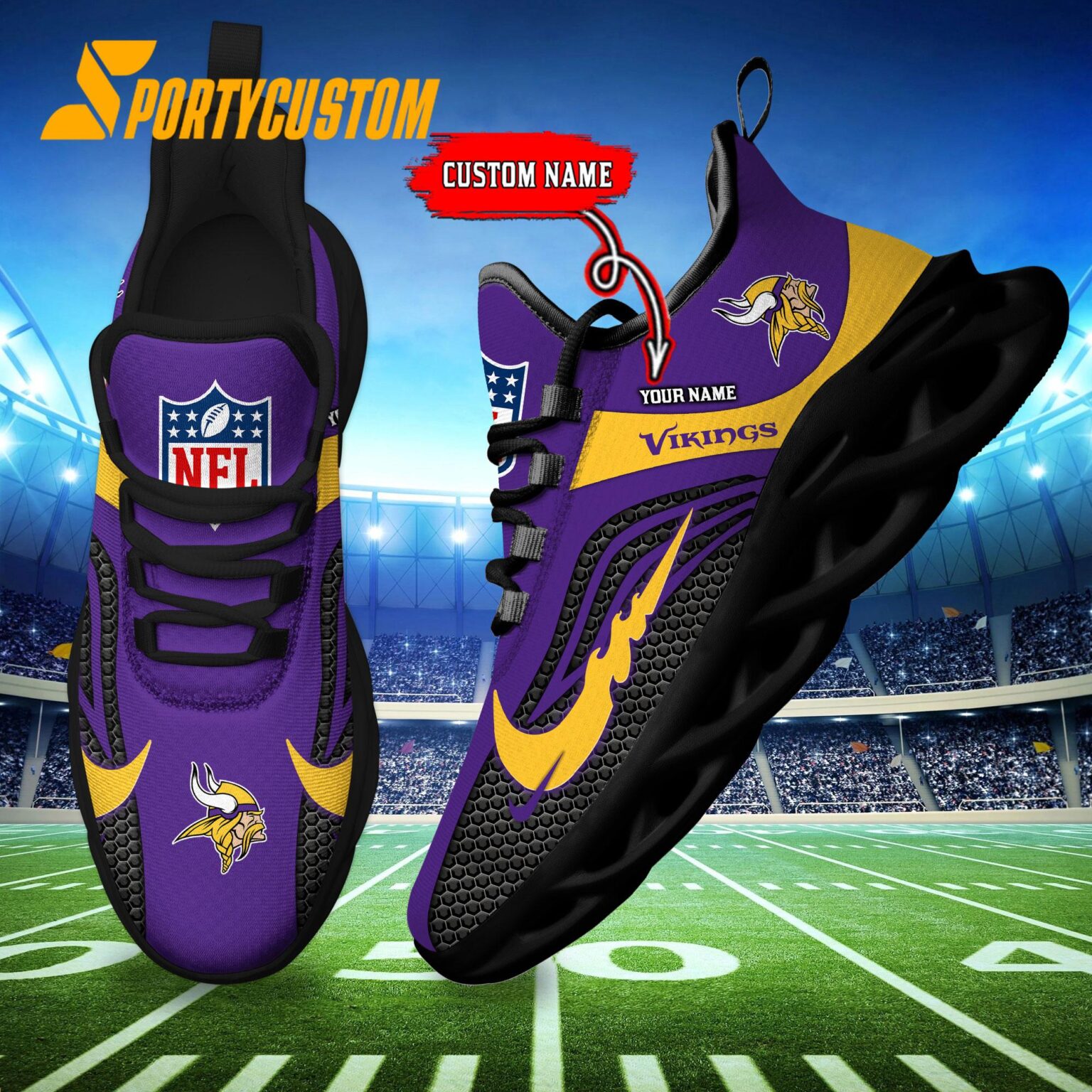 NFL Minnesota Vikings Football Team New Design Max Soul Shoes Sneaker