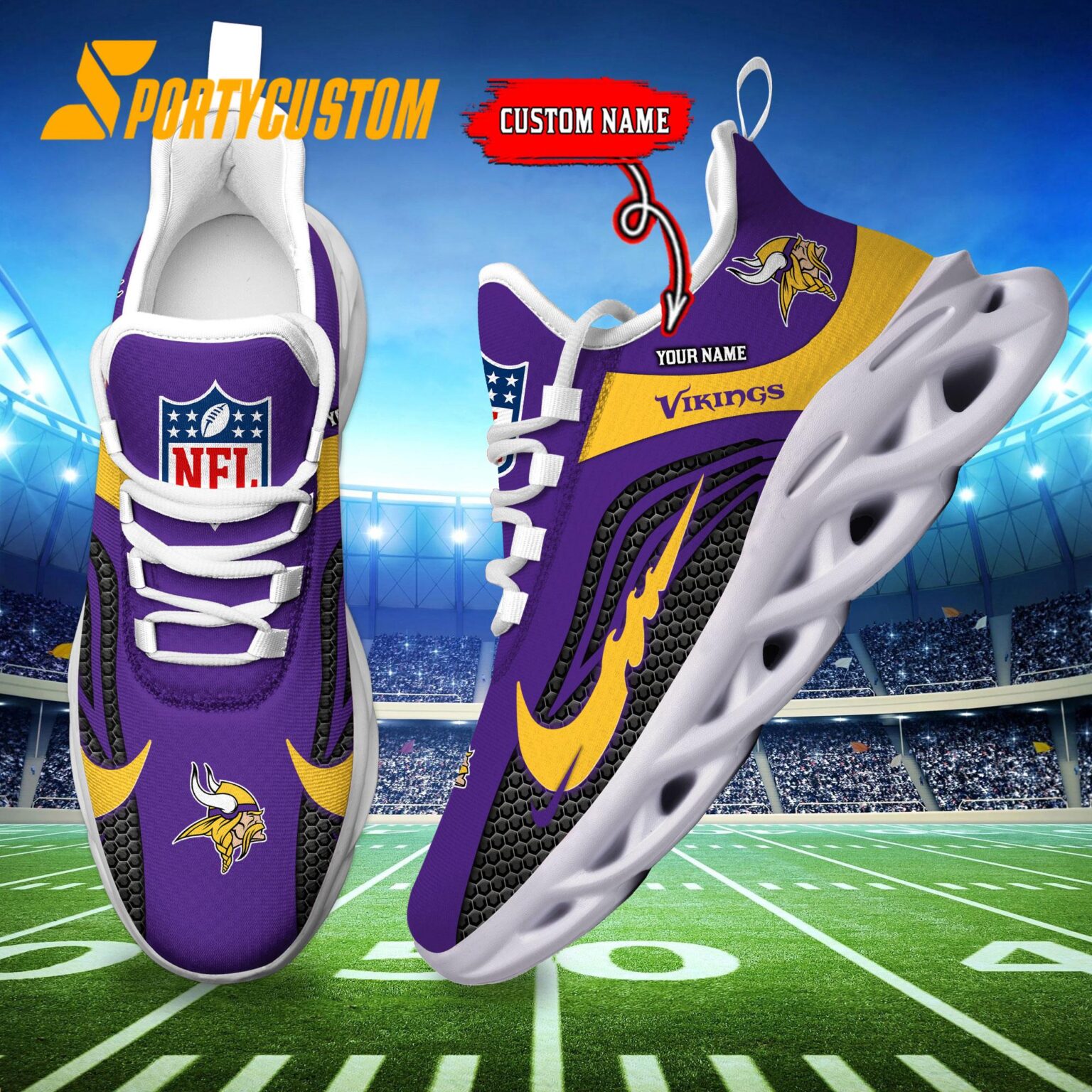 NFL Minnesota Vikings Football Team New Design Max Soul Shoes Sneaker