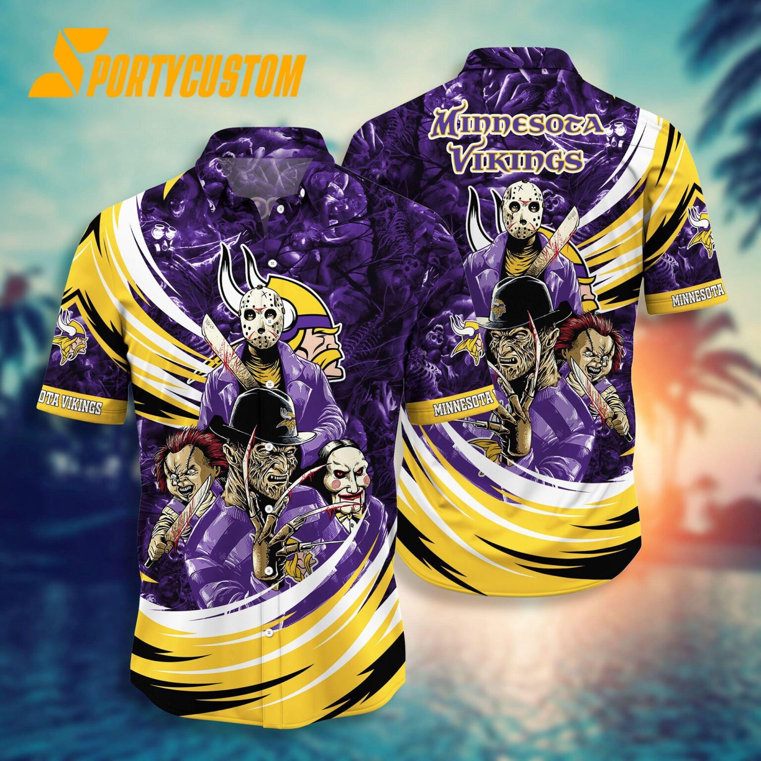 NFL Minnesota Vikings Halloween Horror Movies Summer Hawaiian Shirts
