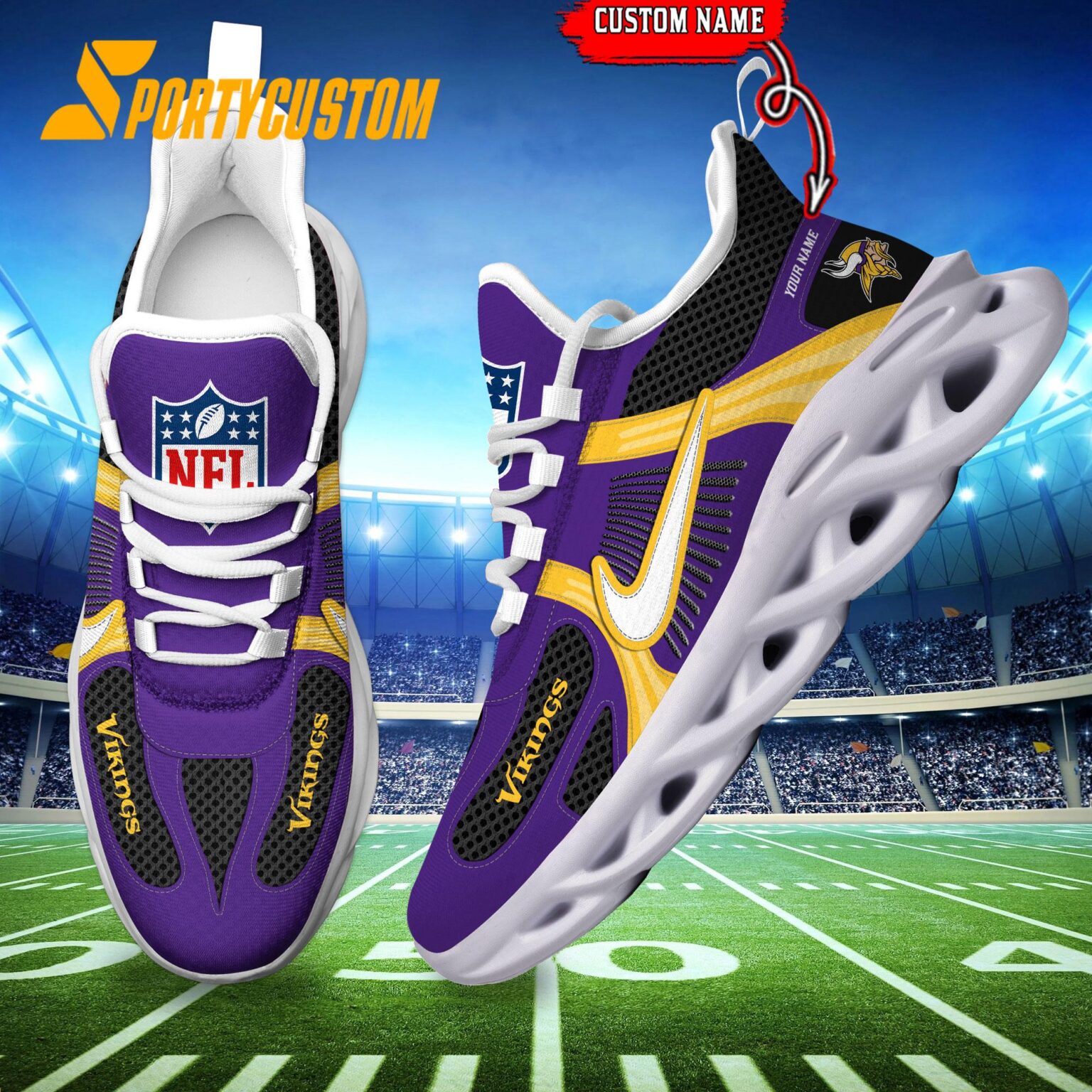 NFL Minnesota Vikings Logo Football Team New Season Max Soul Shoes