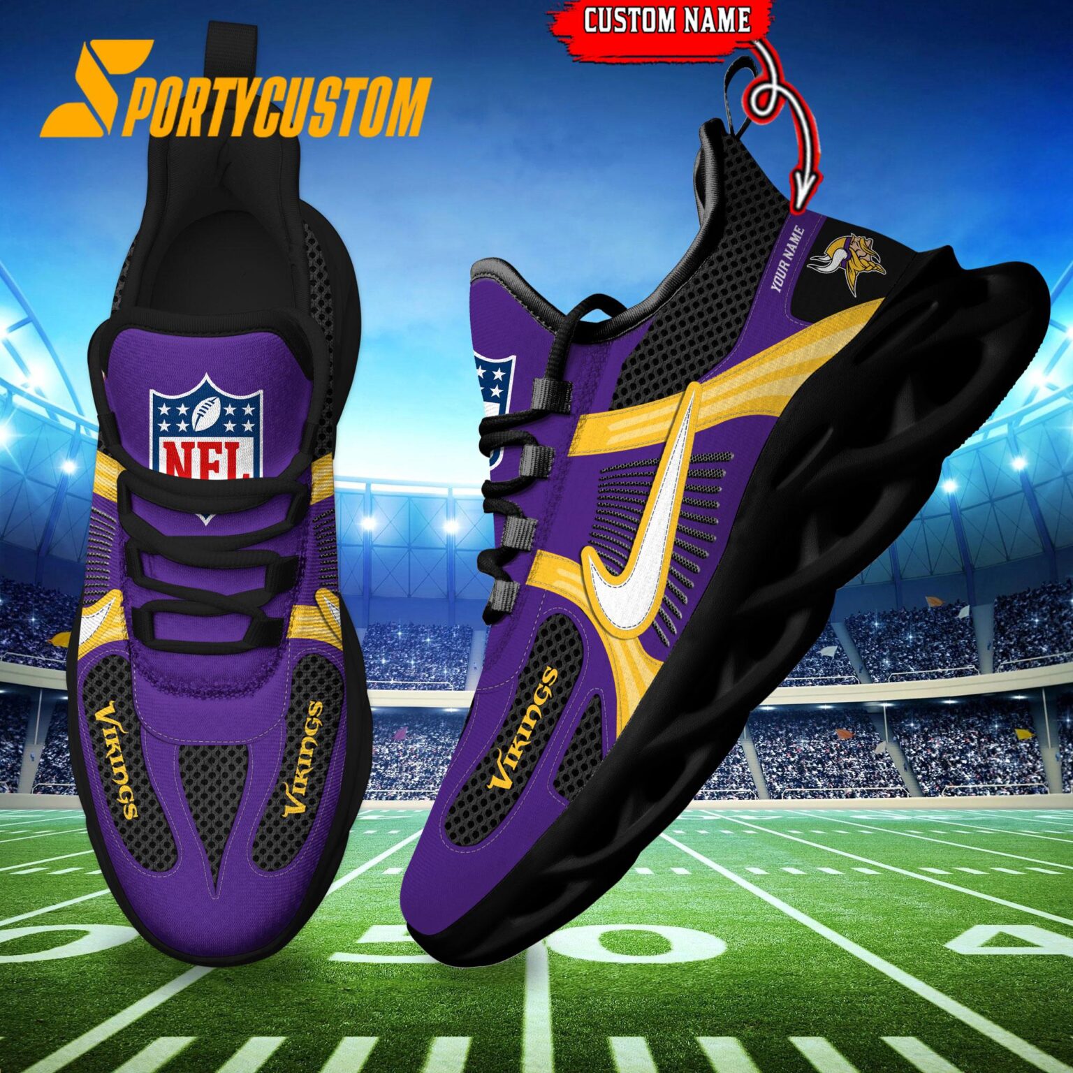 NFL Minnesota Vikings Logo Football Team New Season Max Soul Shoes