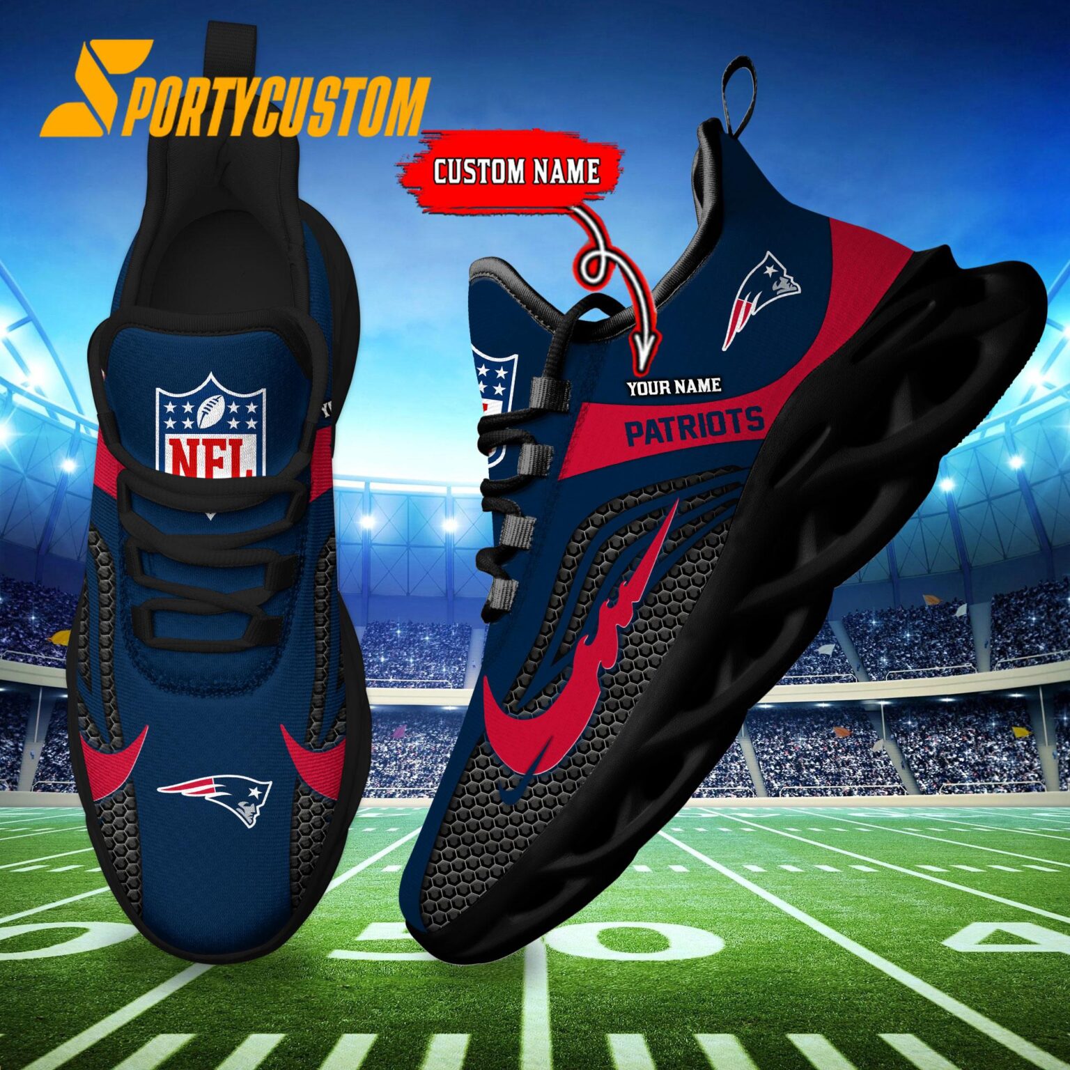 NFL New England Patriots Football Team New Design Max Soul Shoes Sneaker