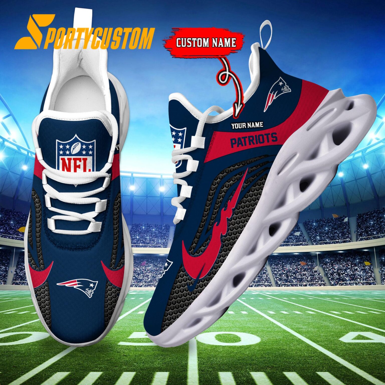NFL New England Patriots Football Team New Design Max Soul Shoes Sneaker