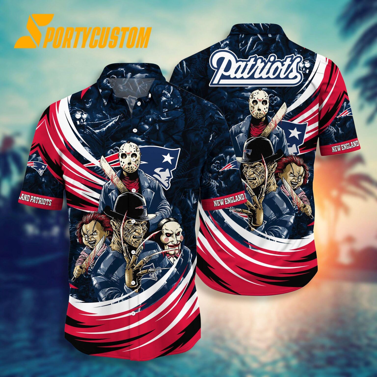 NFL New England Patriots Halloween Horror Movies Summer Hawaiian Shirts