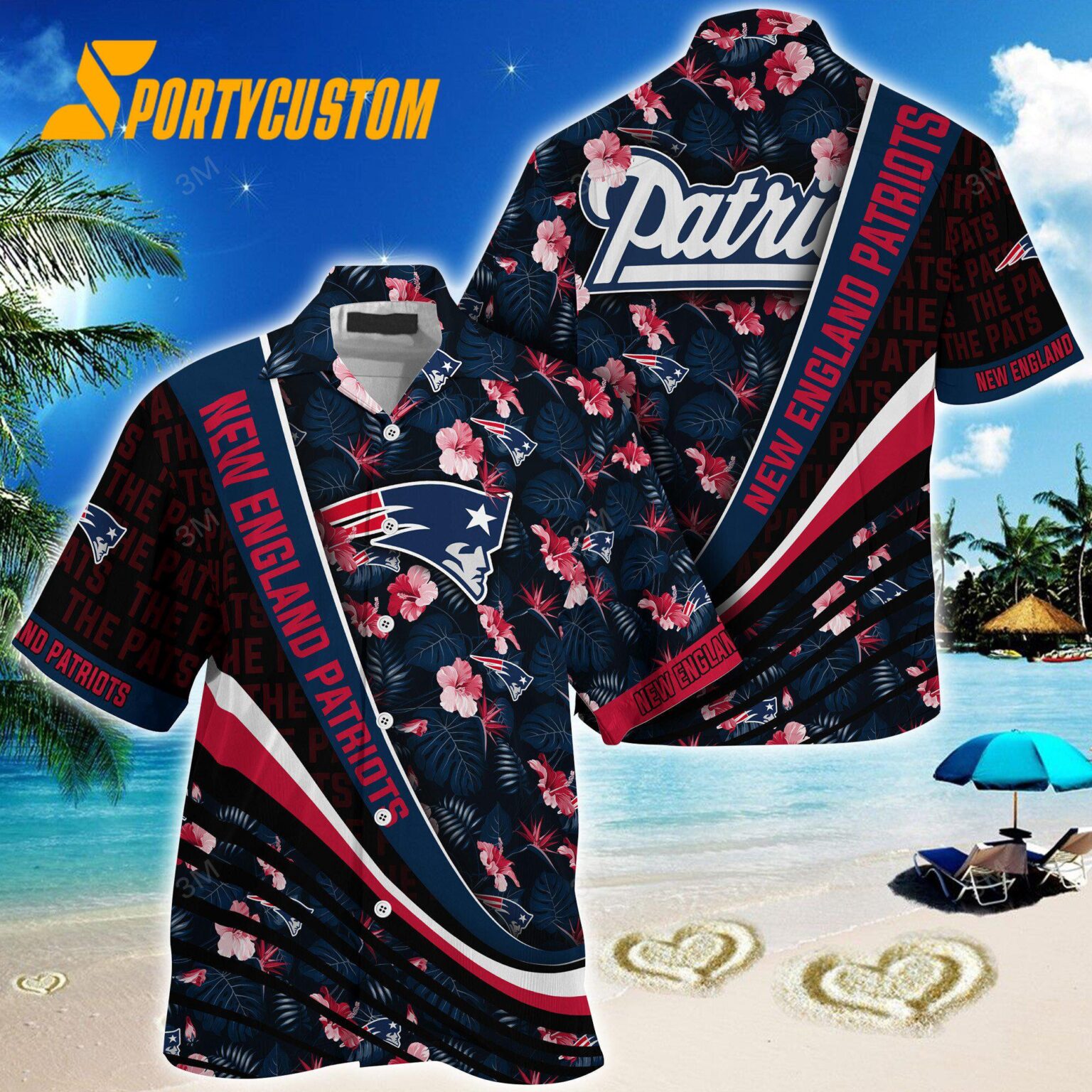 NFL New England Patriots Summer Hawaii Shirt With Tropical Flower Pattern