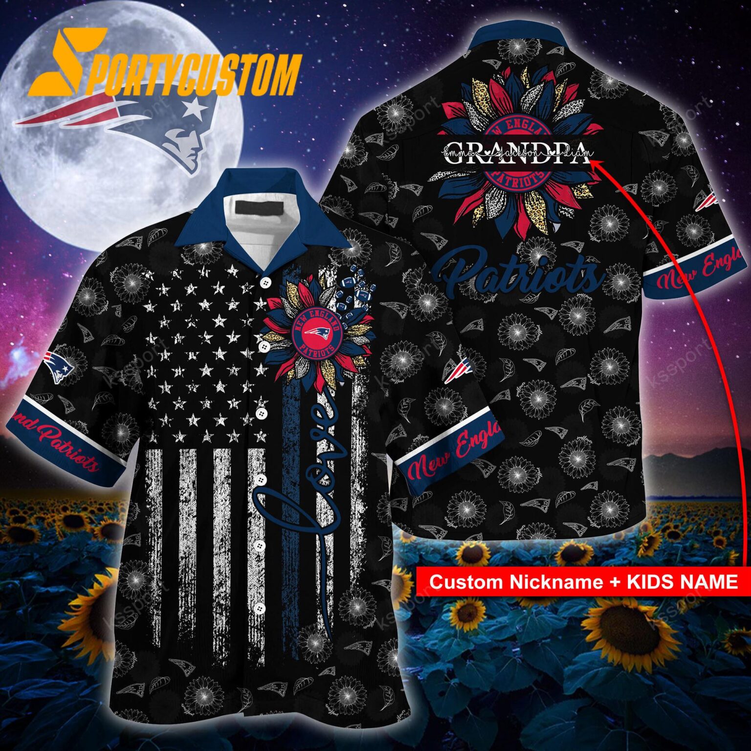 NFL New England Patriots Sunflower For Mother Day Father Day Hawaiian Shirt
