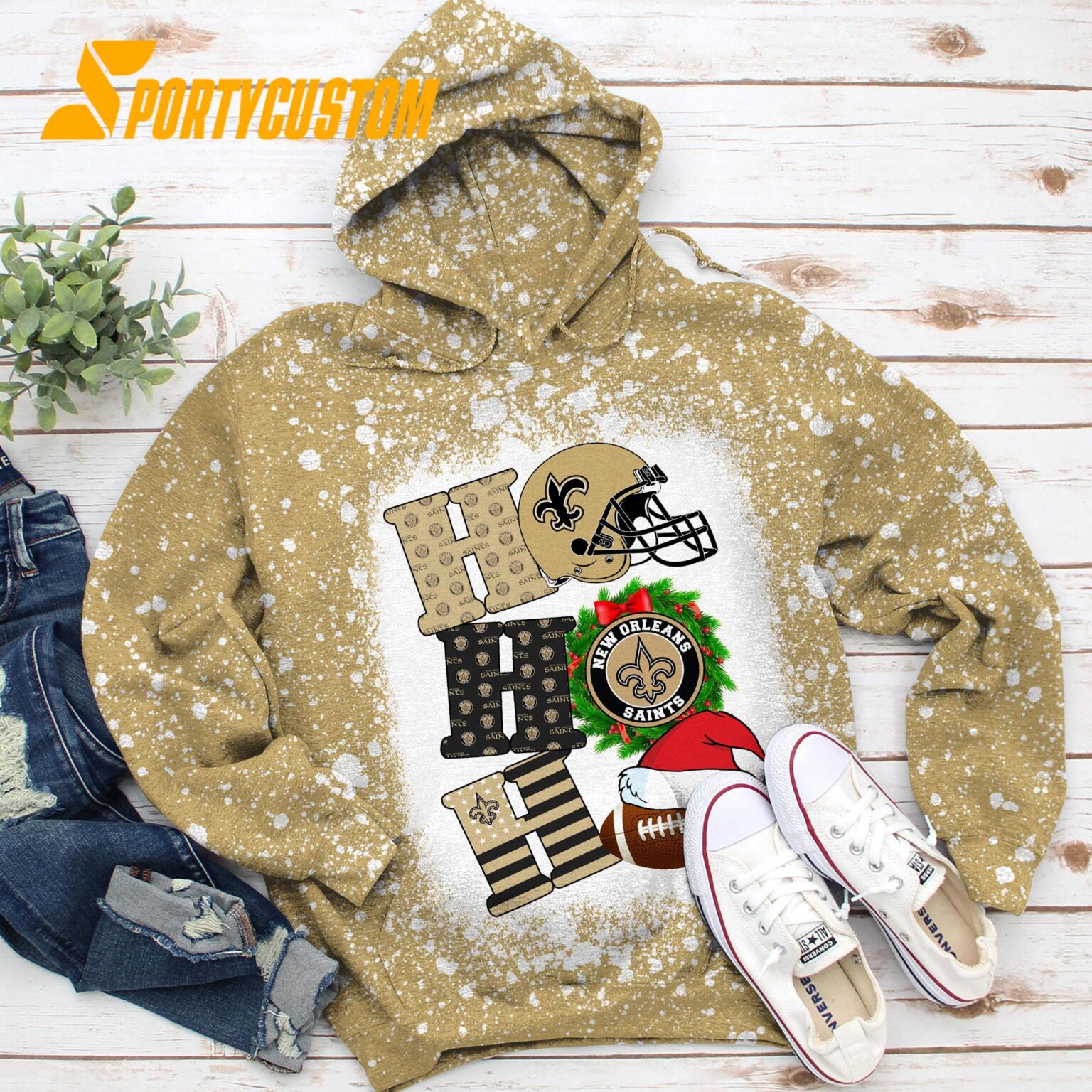 NFL New Orleans Saints Football Santa Hats HoHoHo Christmas Unisex TShirt, Hoodie, Sweatshirt