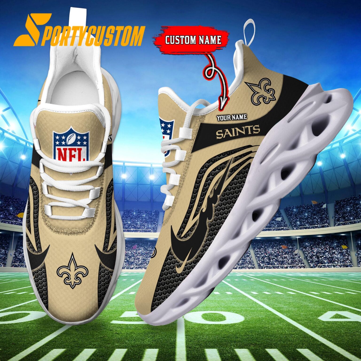 NFL New Orleans Saints Football Team New Design Max Soul Shoes Sneaker