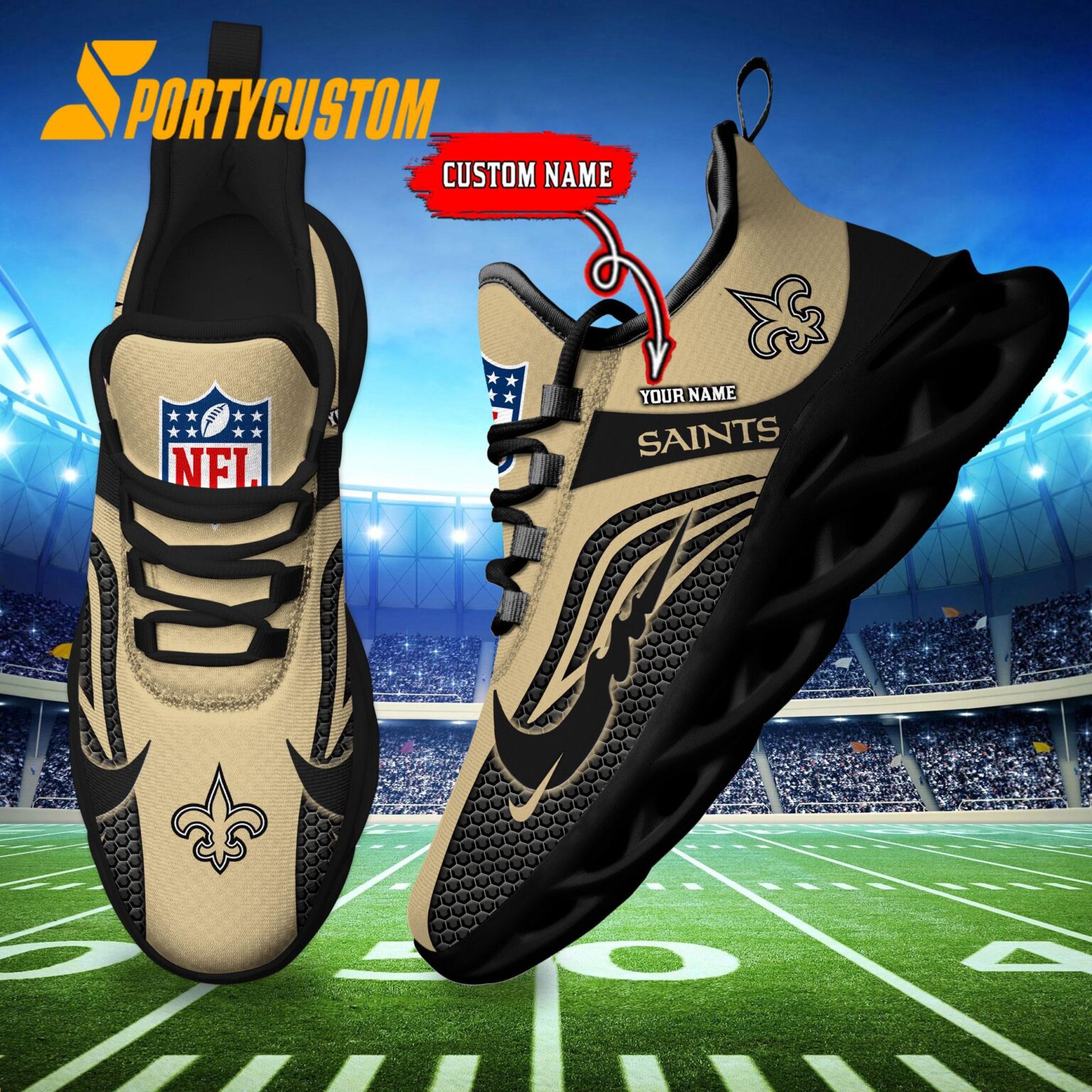 NFL New Orleans Saints Football Team New Design Max Soul Shoes Sneaker