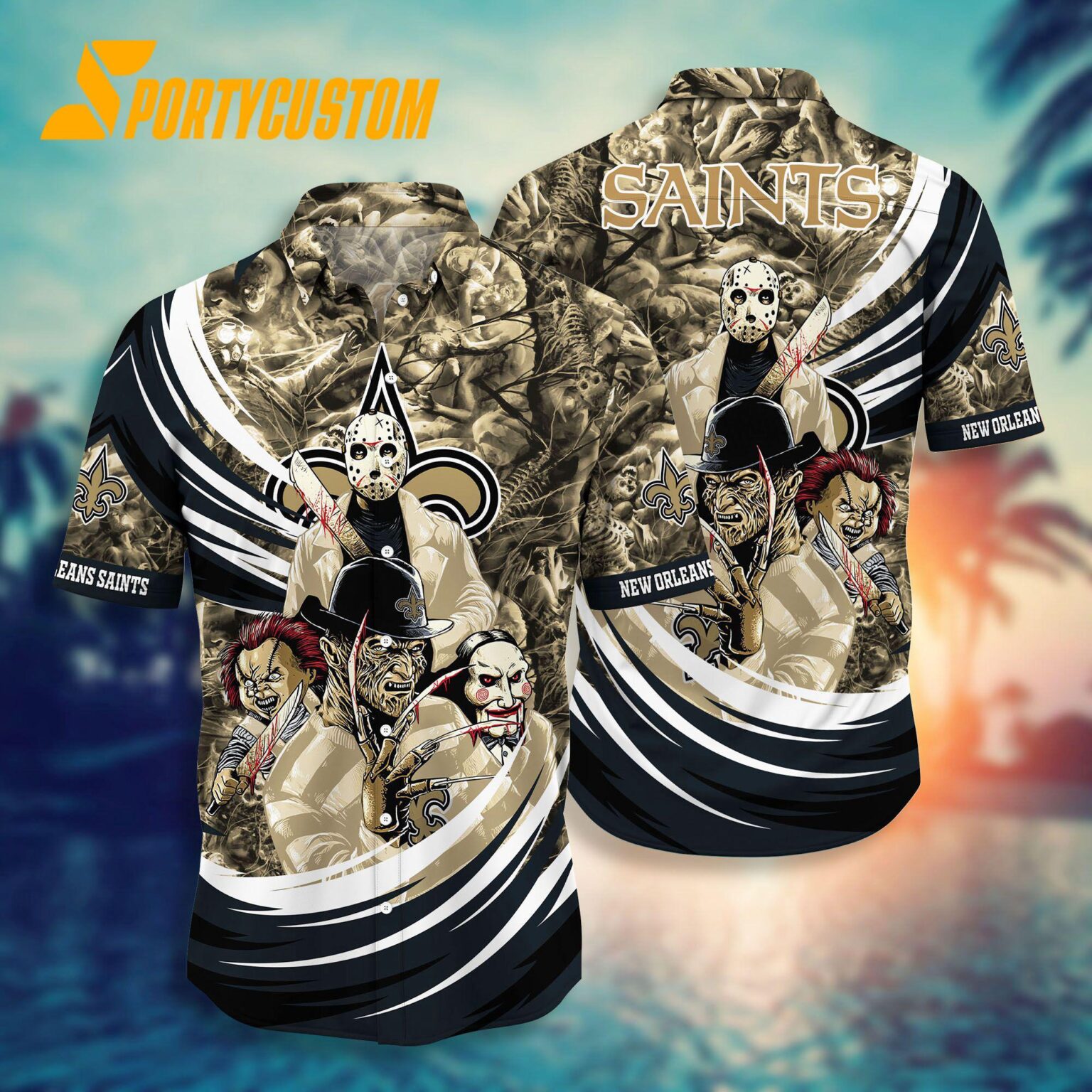 NFL New Orleans Saints Halloween Horror Movies Summer Hawaiian Shirts