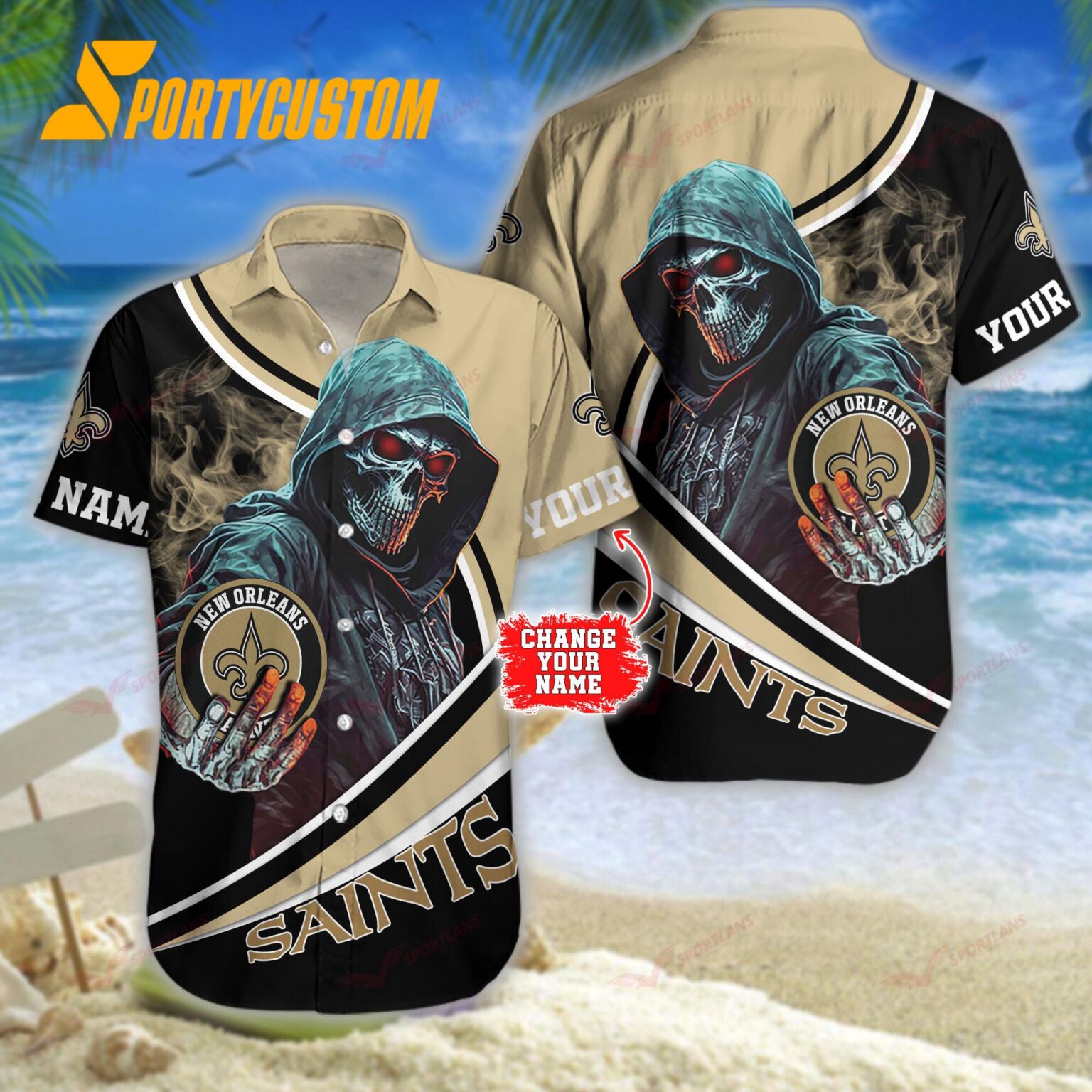 NFL New Orleans Saints Personalized Skull Football Summer Hawaiian Shirt