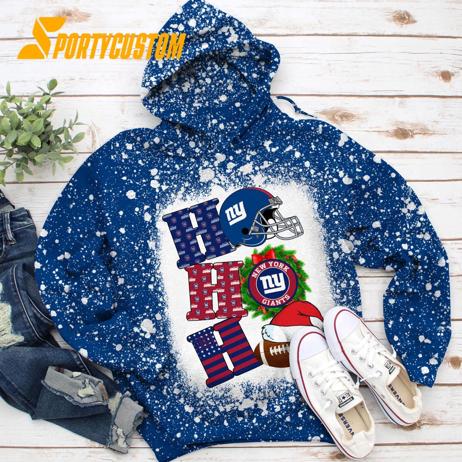 NFL New York Giants Football Santa Hats HoHoHo Christmas Unisex TShirt, Hoodie, Sweatshirt