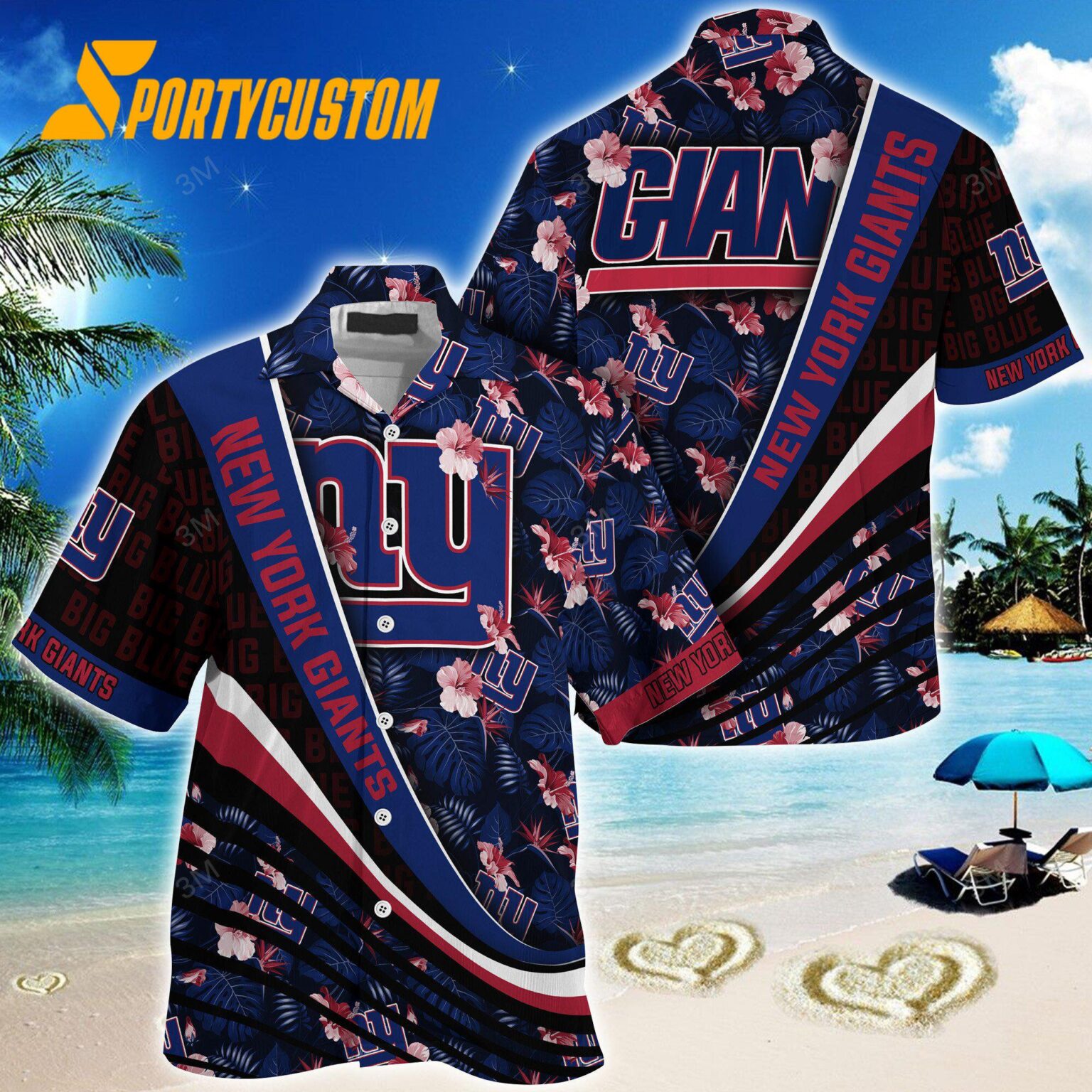 NFL New York Giants Summer Hawaii Shirt With Tropical Flower Pattern