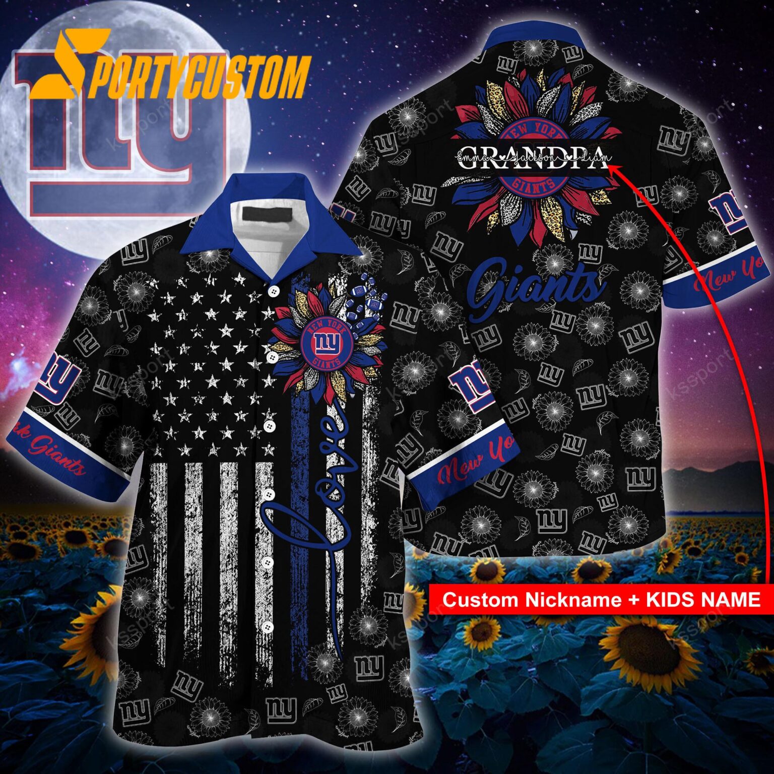 NFL New York Giants Sunflower For Mother Day Father Day Hawaiian Shirt