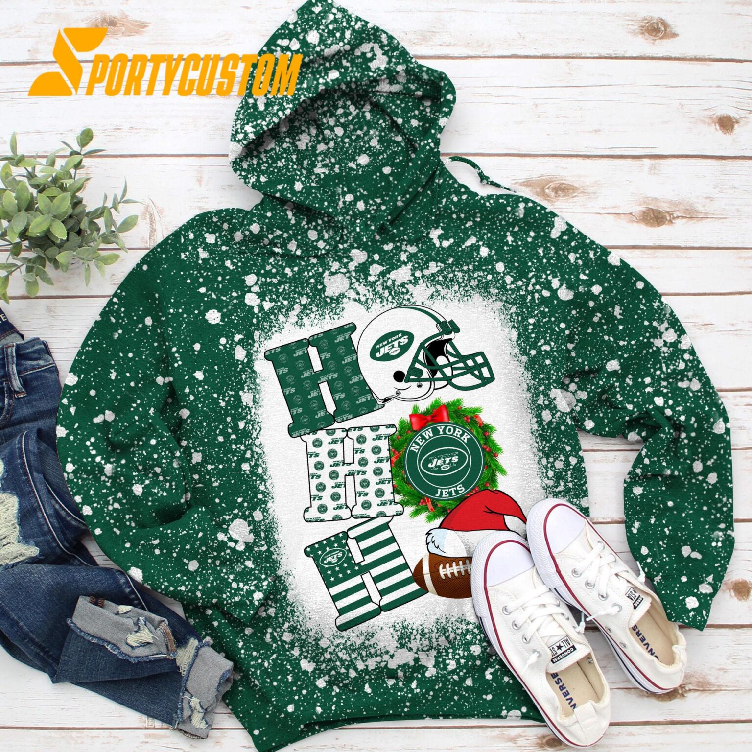 NFL New York Jets Football Santa Hats HoHoHo Christmas Unisex TShirt, Hoodie, Sweatshirt