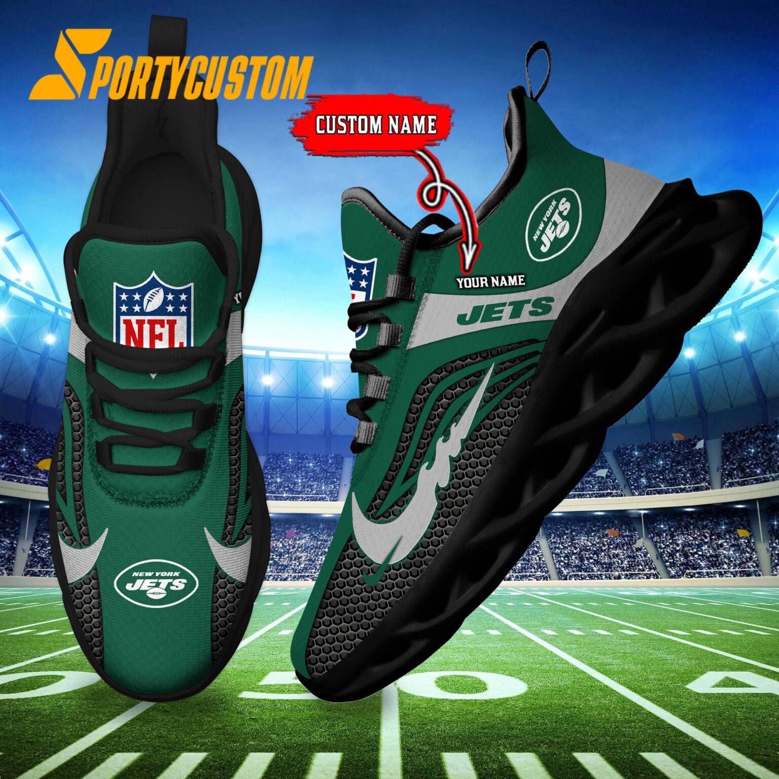 NFL New York Jets Football Team New Design Max Soul Shoes Sneaker