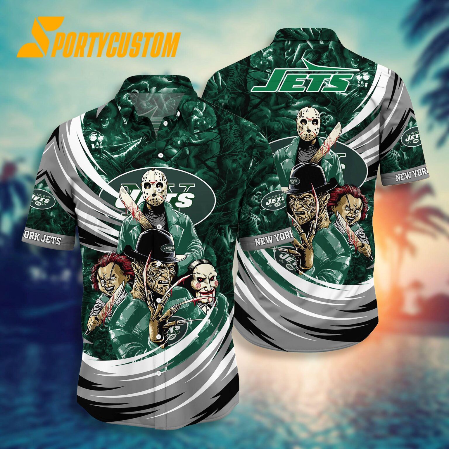 NFL New York Jets Halloween Horror Movies Summer Hawaiian Shirts