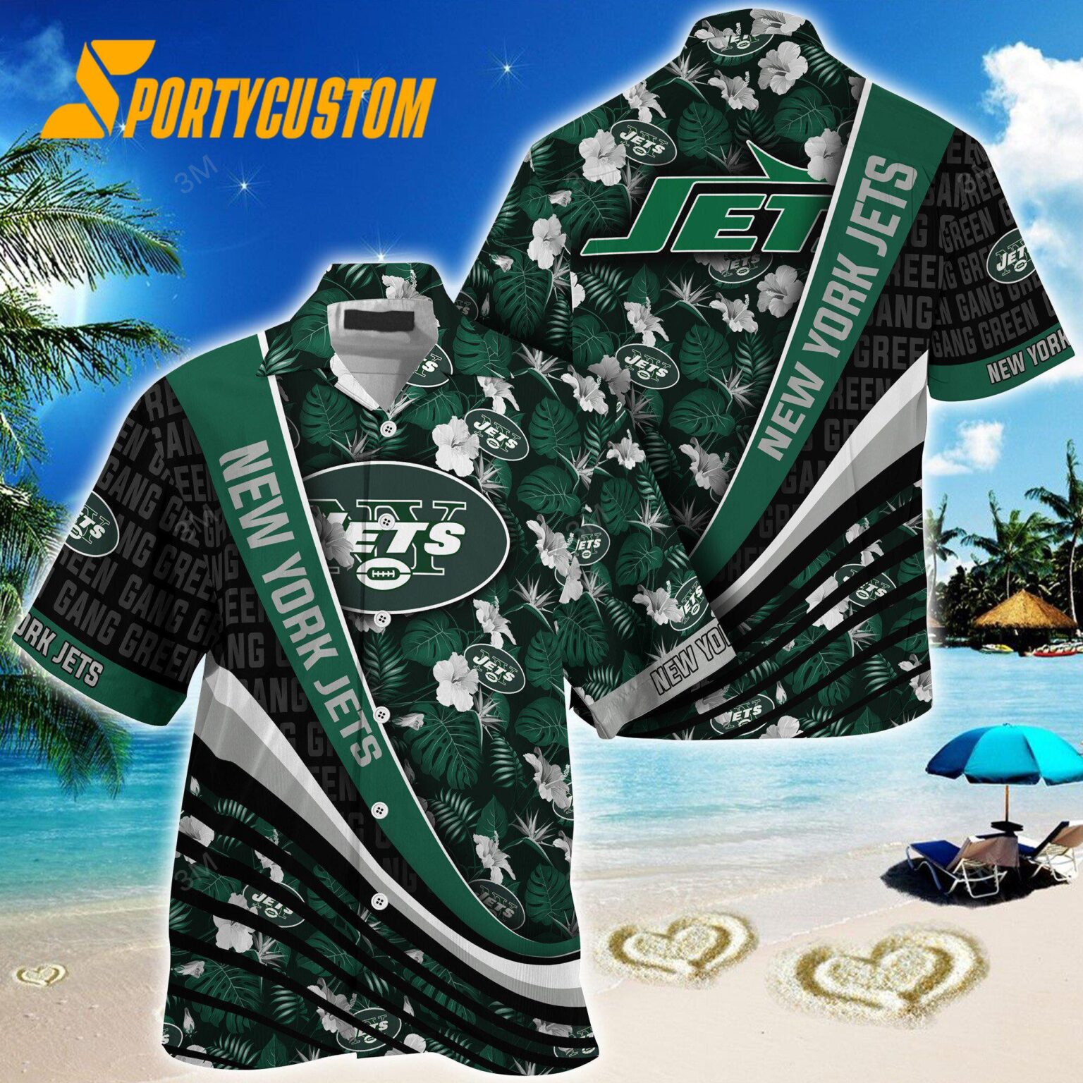 NFL New York Jets Summer Hawaii Shirt With Tropical Flower Pattern