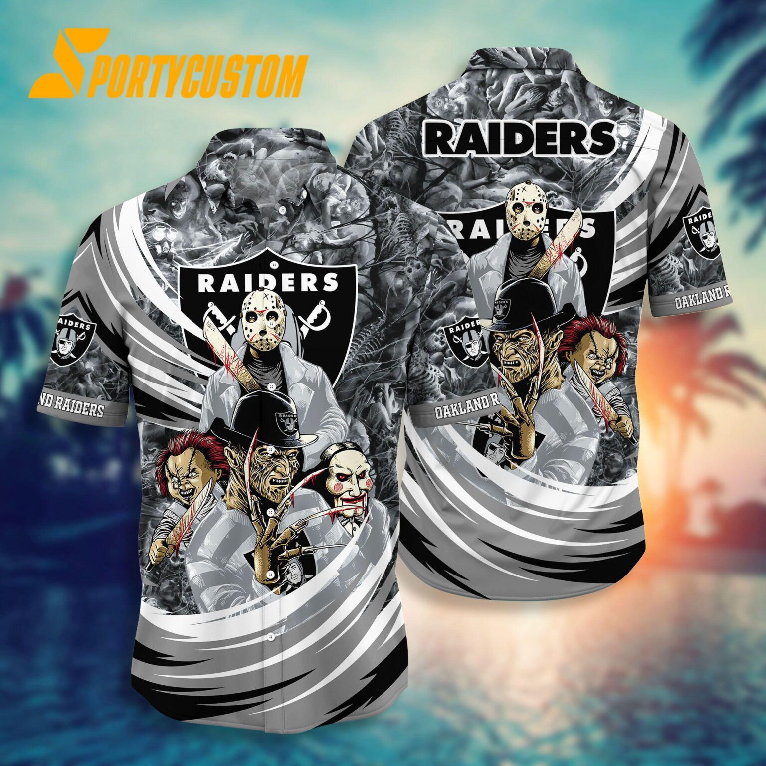 NFL Oakland Raiders Halloween Horror Movies Summer Hawaiian Shirts