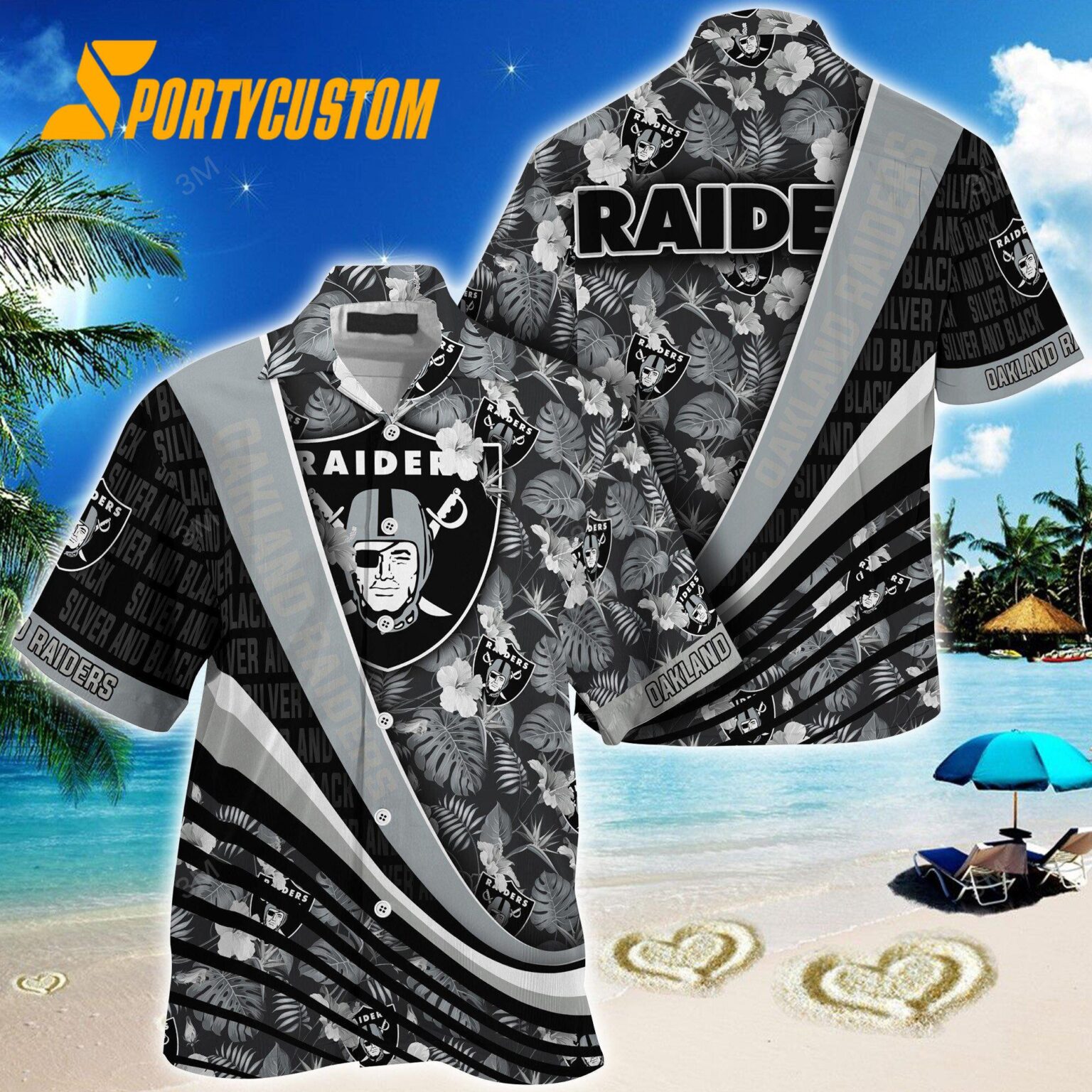 NFL Oakland Raiders Summer Hawaii Shirt With Tropical Flower Pattern
