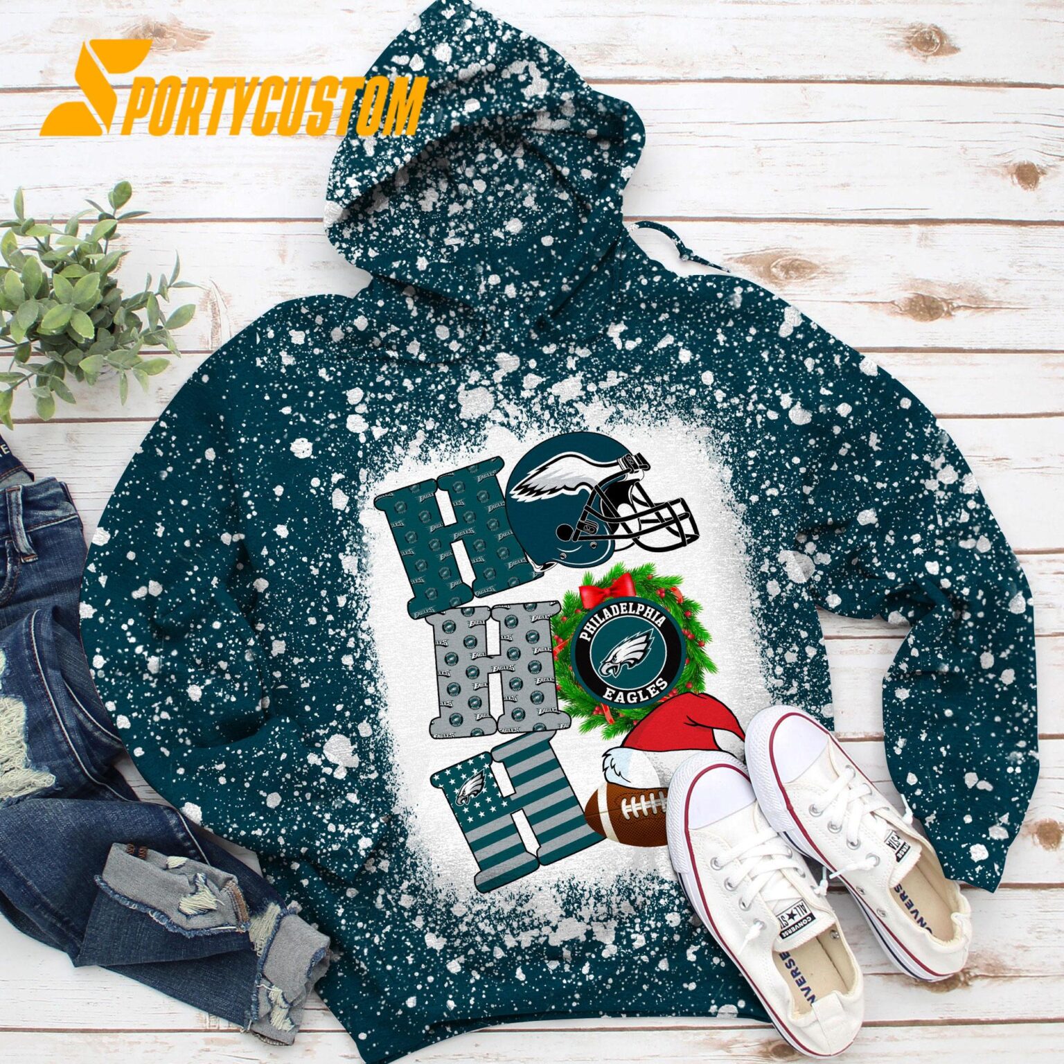 NFL Philadelphia Eagles Football Santa Hats HoHoHo Christmas Unisex TShirt, Hoodie, Sweatshirt
