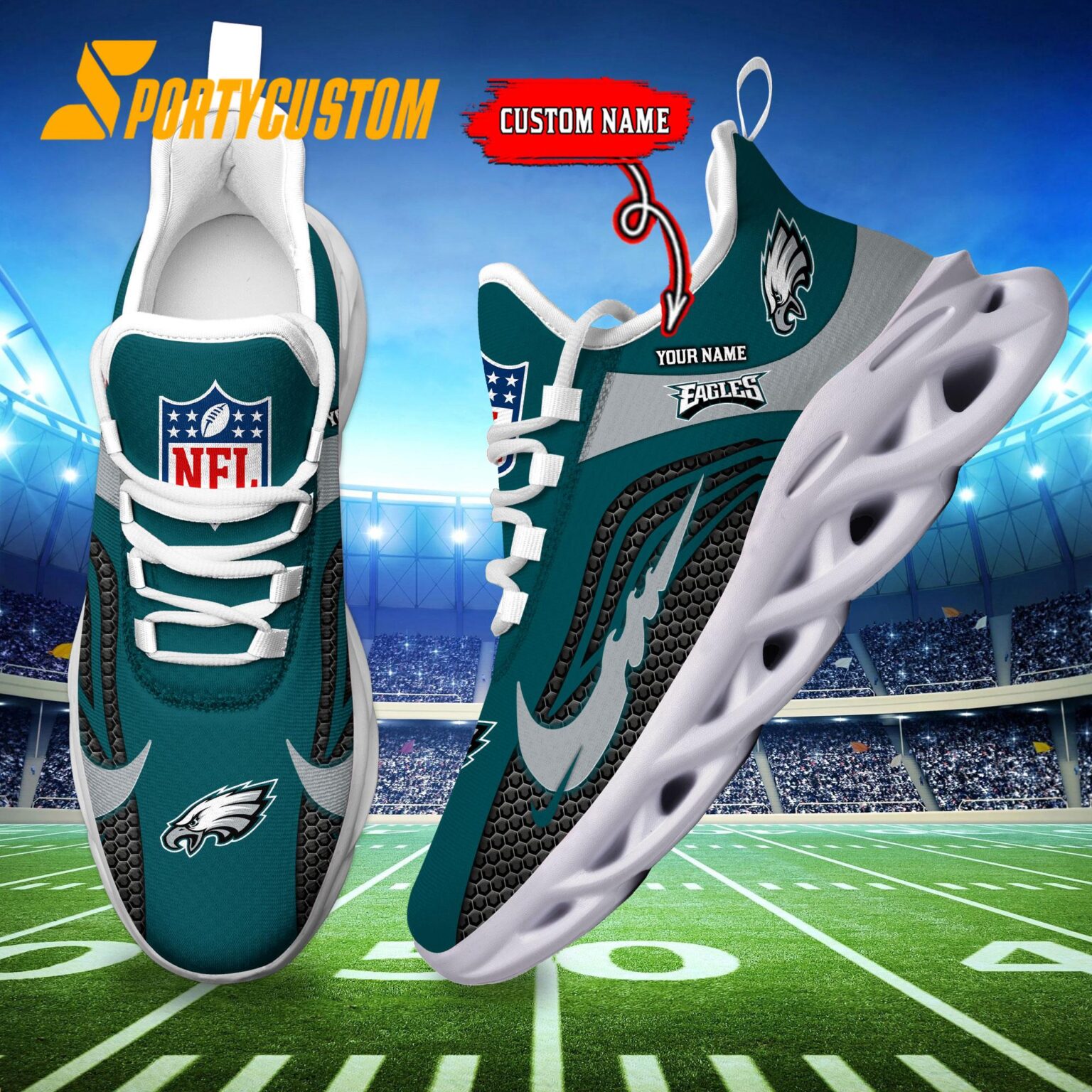 NFL Philadelphia Eagles Football Team New Design Max Soul Shoes Sneaker