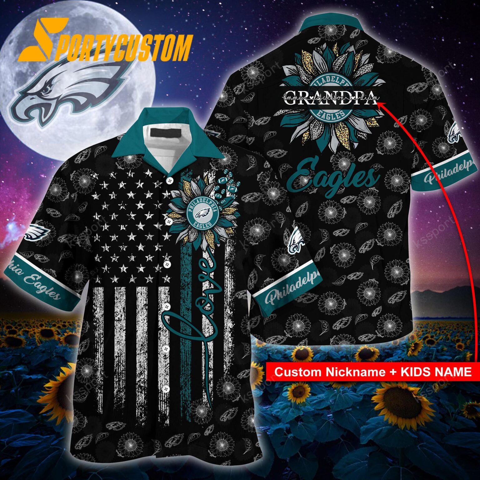 NFL Philadelphia Eagles Sunflower For Mother Day Father Day Hawaiian Shirt